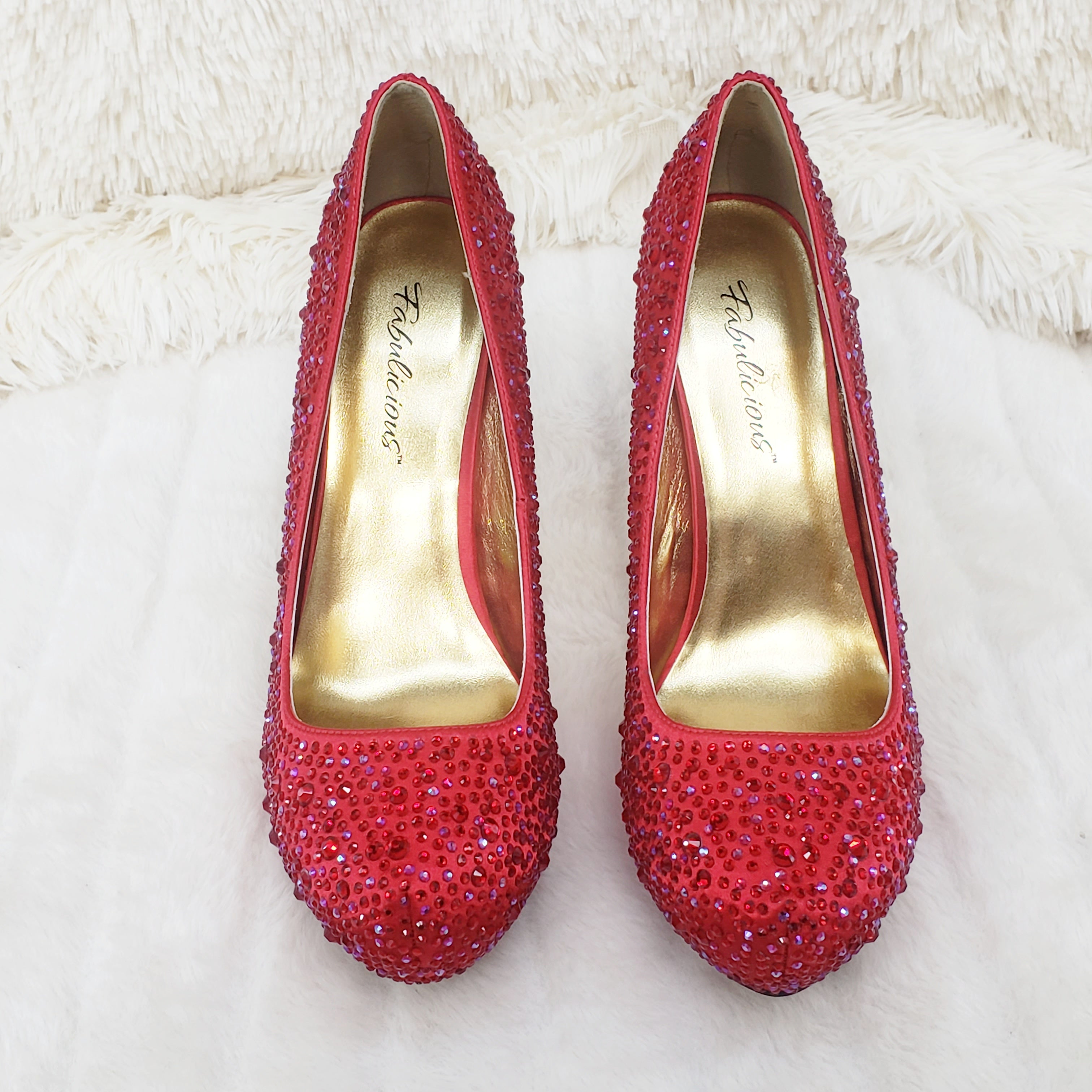 Felicity 20 Red Satin Rhinestone Pumps - Totally Wicked Footwear