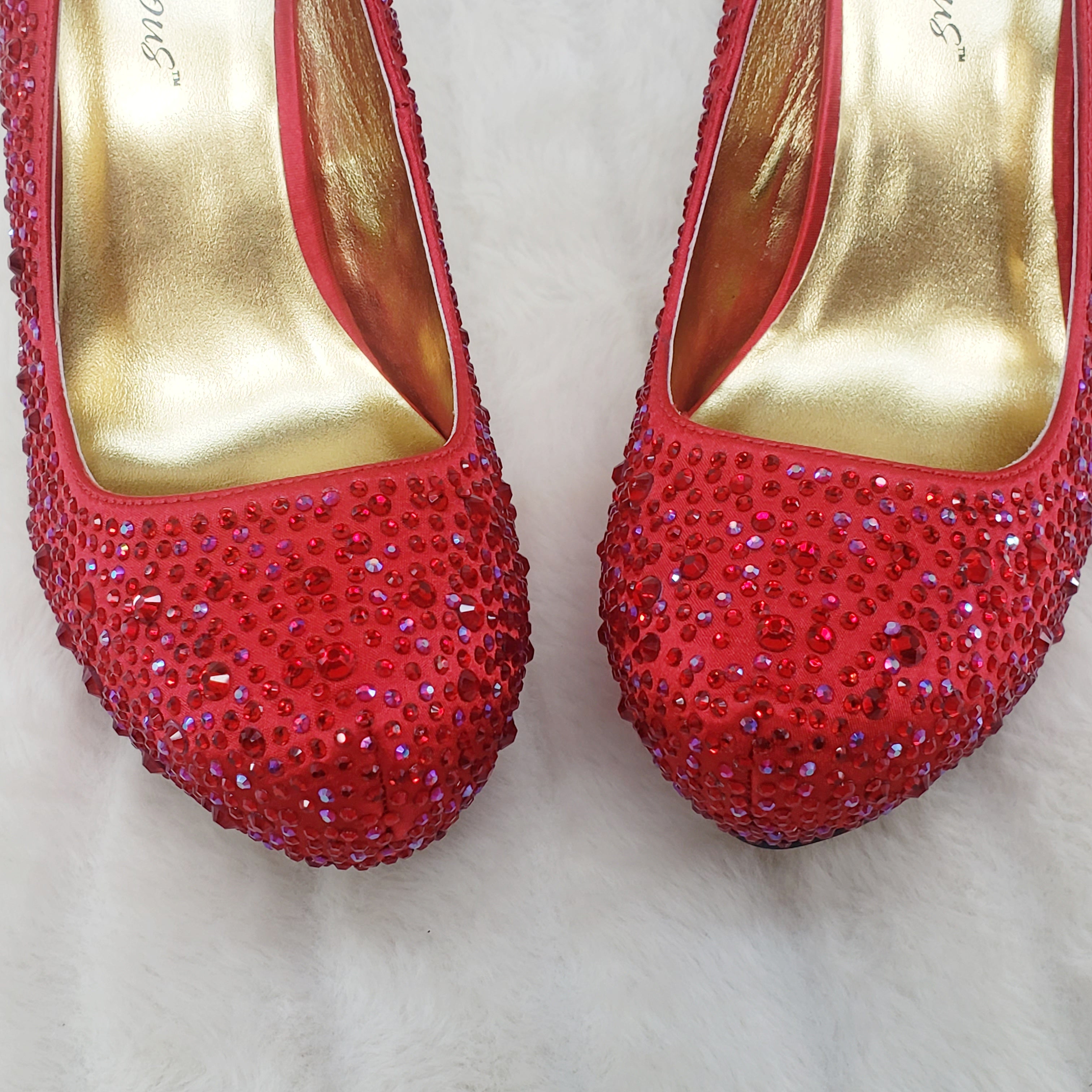 Felicity 20 Red Satin Rhinestone Pumps - Totally Wicked Footwear
