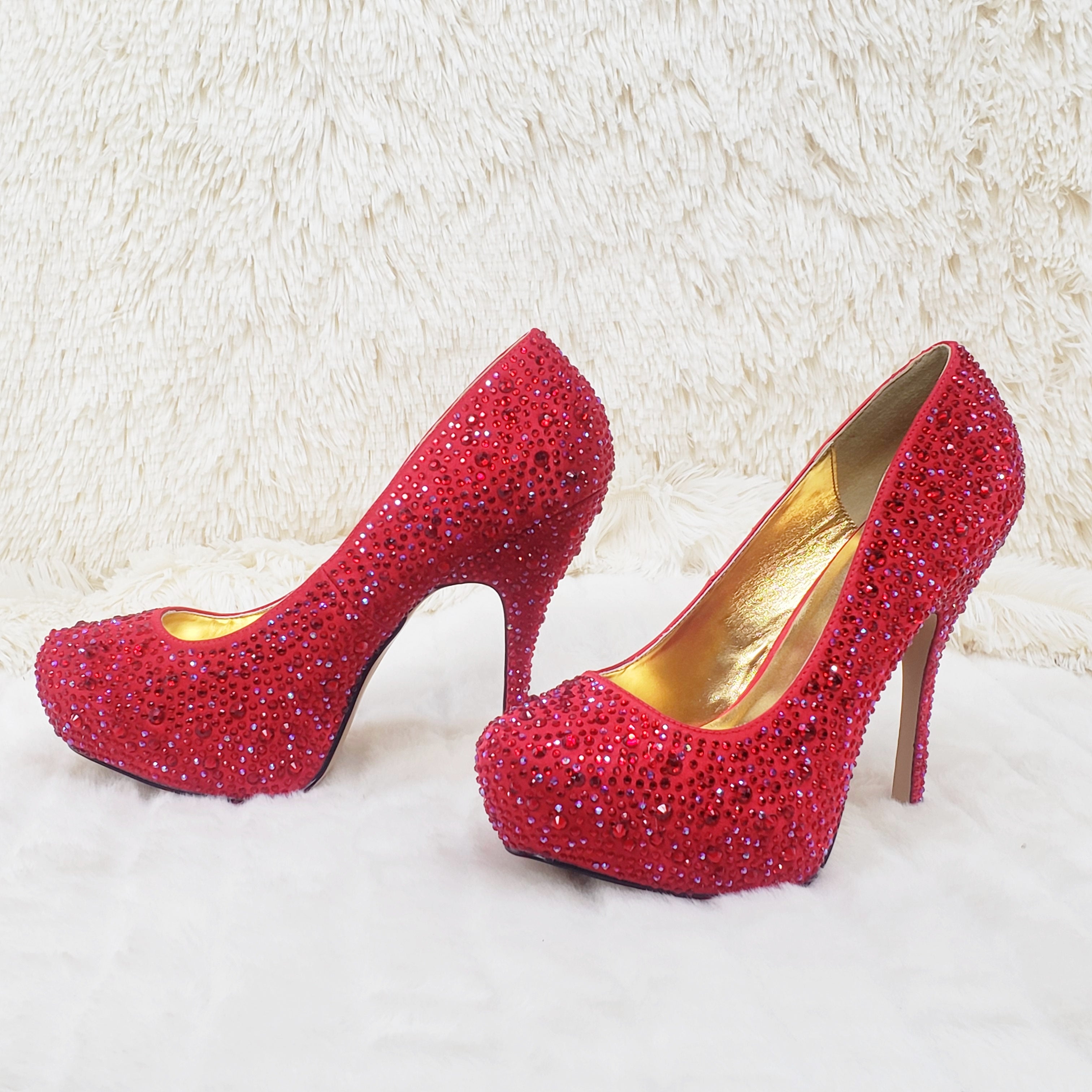 Felicity 20 Red Satin Rhinestone Pumps - Totally Wicked Footwear