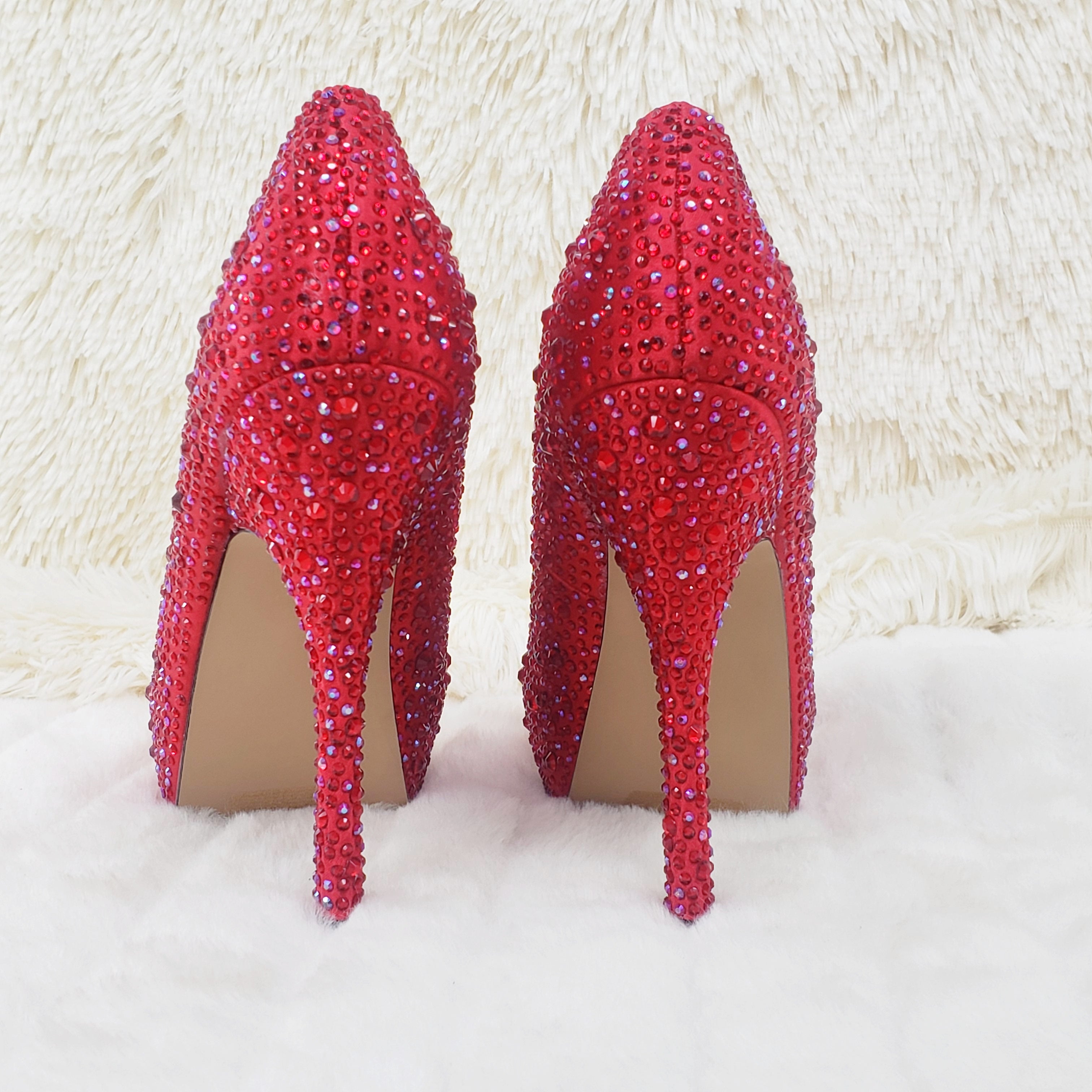 Felicity 20 Red Satin Rhinestone Pumps - Totally Wicked Footwear