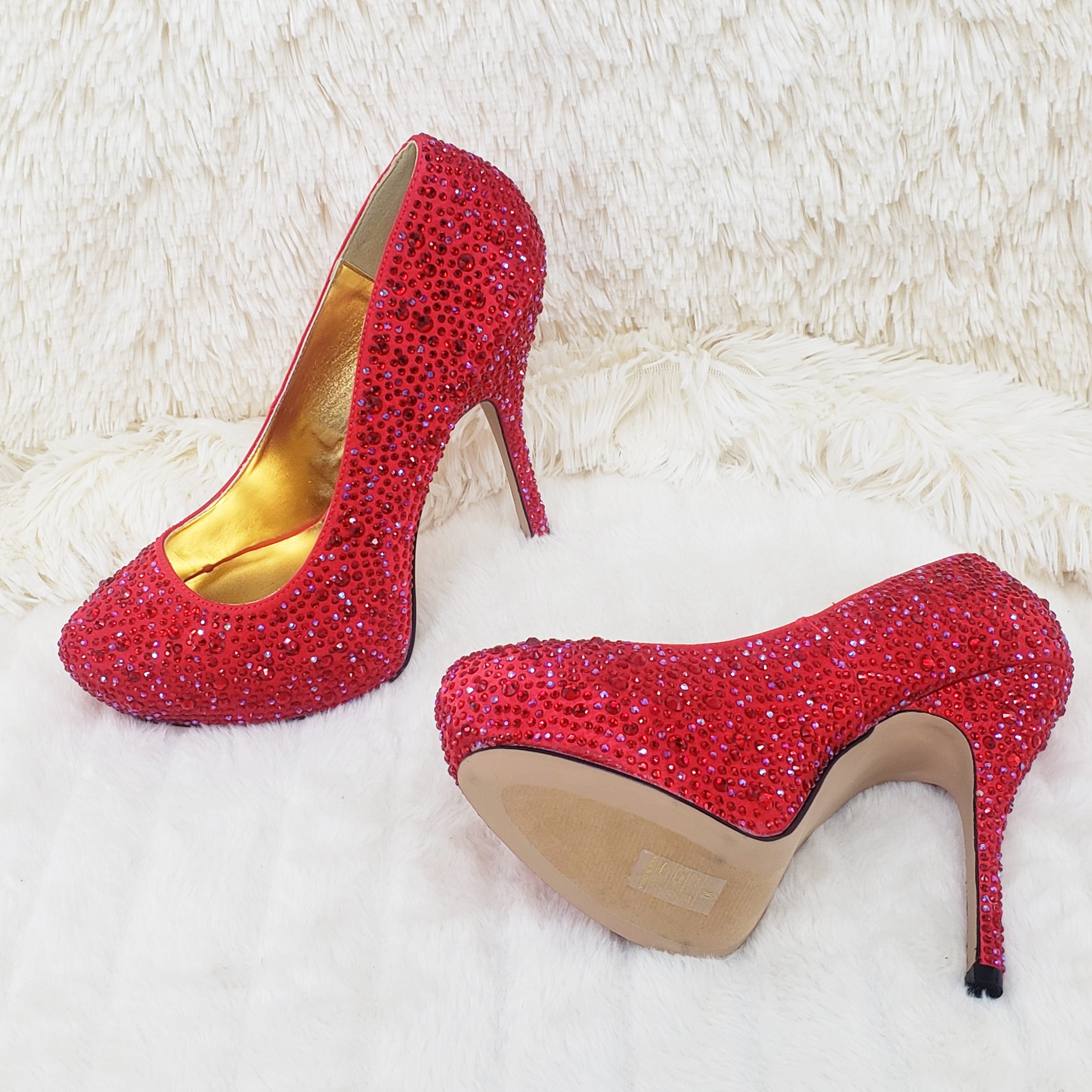 Felicity 20 Red Satin Rhinestone Pumps - Totally Wicked Footwear