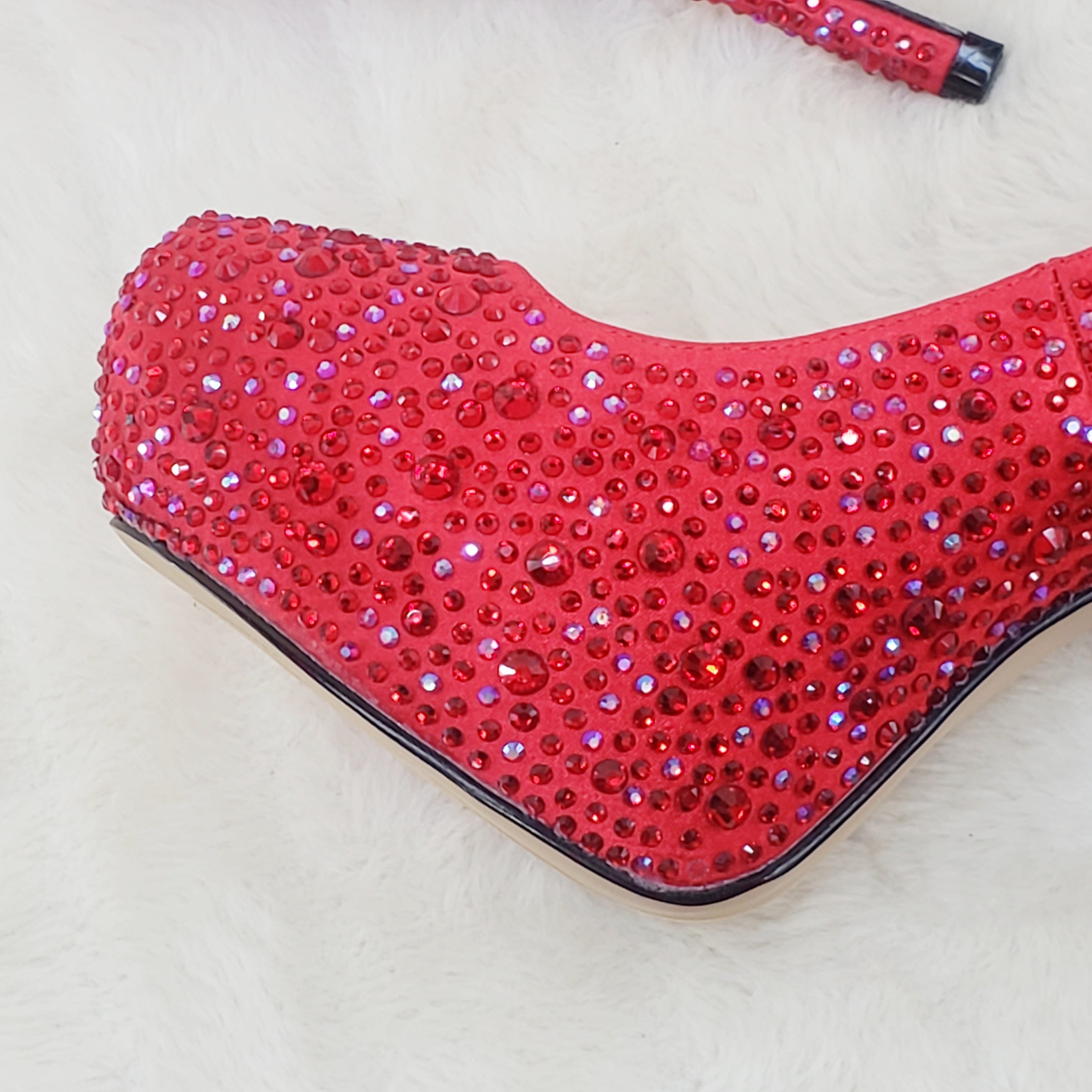 Felicity 20 Red Satin Rhinestone Pumps - Totally Wicked Footwear