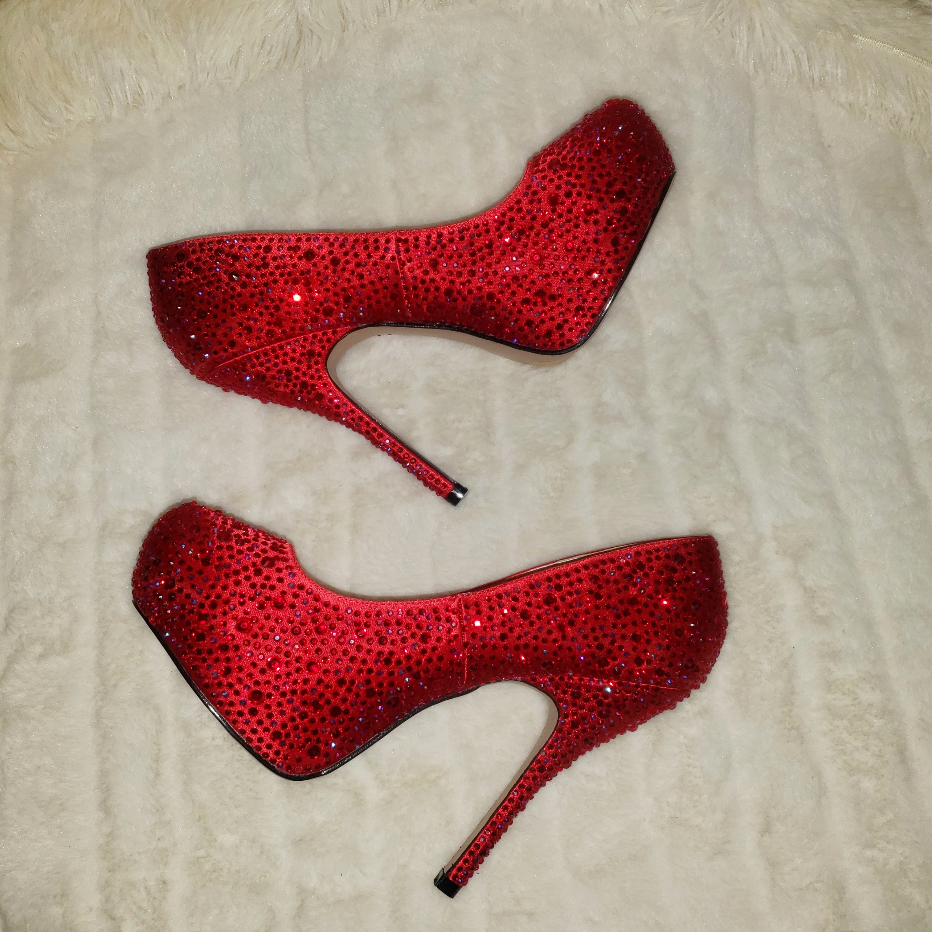 Felicity 20 Red Satin Rhinestone Pumps - Totally Wicked Footwear