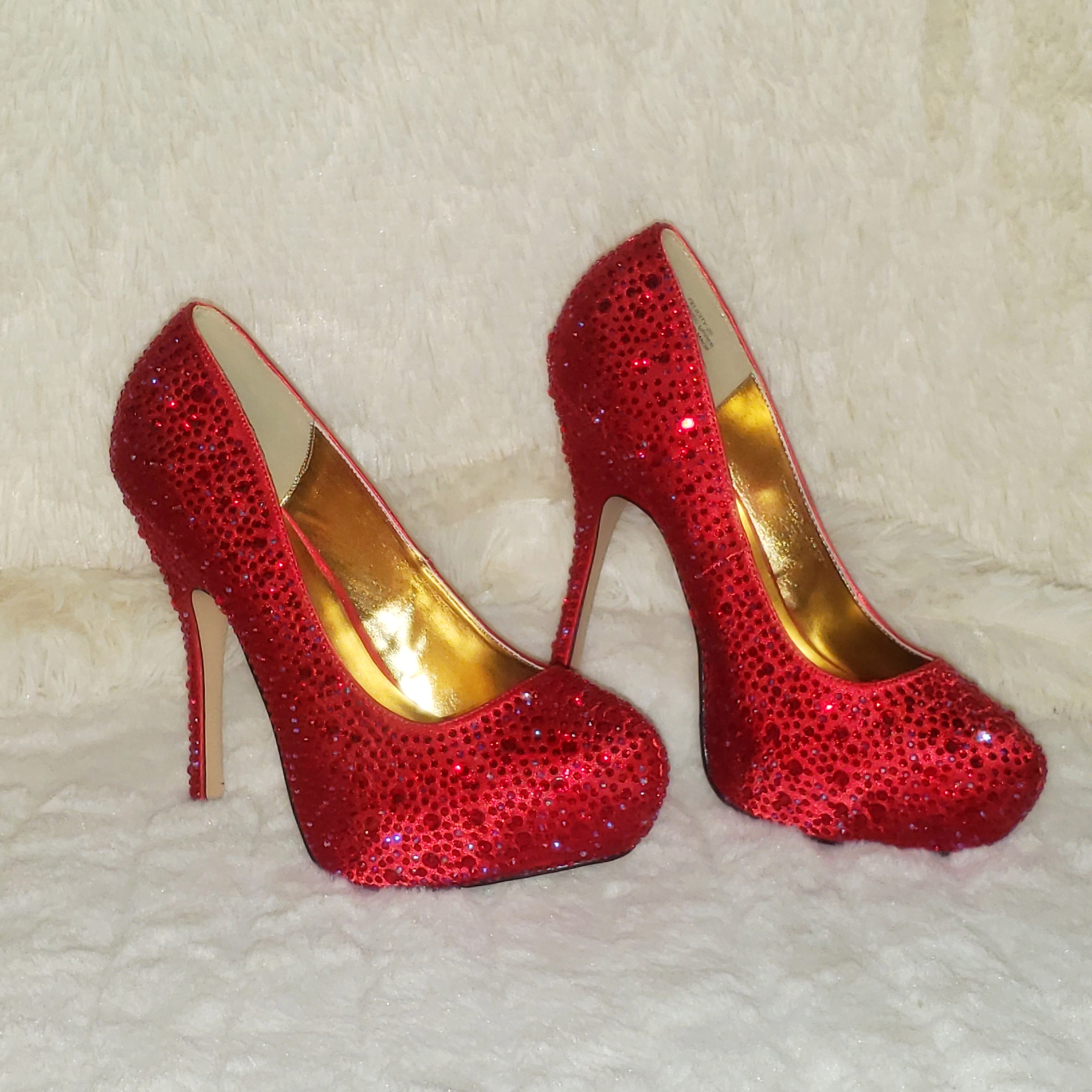 Felicity 20 Red Satin Rhinestone Pumps - Totally Wicked Footwear