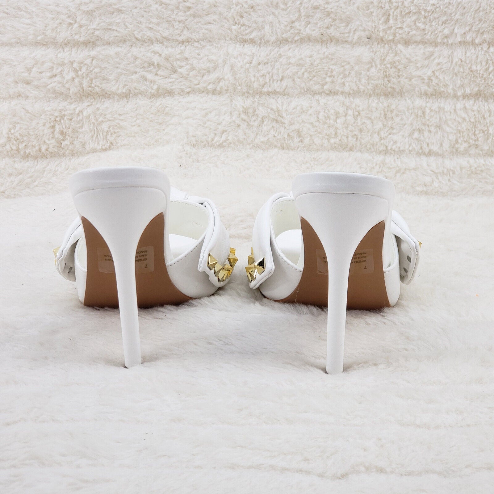 Darian Slip On White Open Toe High Heel Clogs Mules Slides - Totally Wicked Footwear