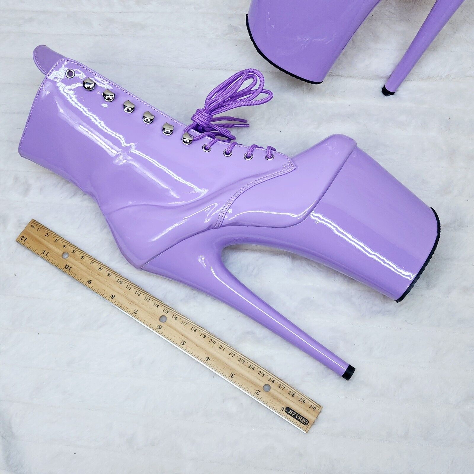 Flamingo 1020 Lilac Purple Patent 8" Heel Platform Ankle Boots US 6-12 NY - Totally Wicked Footwear