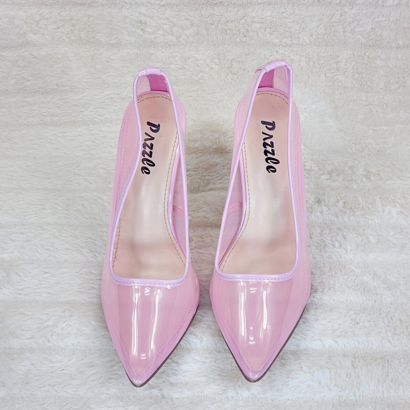 PVC Jelly Translucent High Heel Pointy Toe Stiletto Pumps Shoes Pink Baker - Totally Wicked Footwear