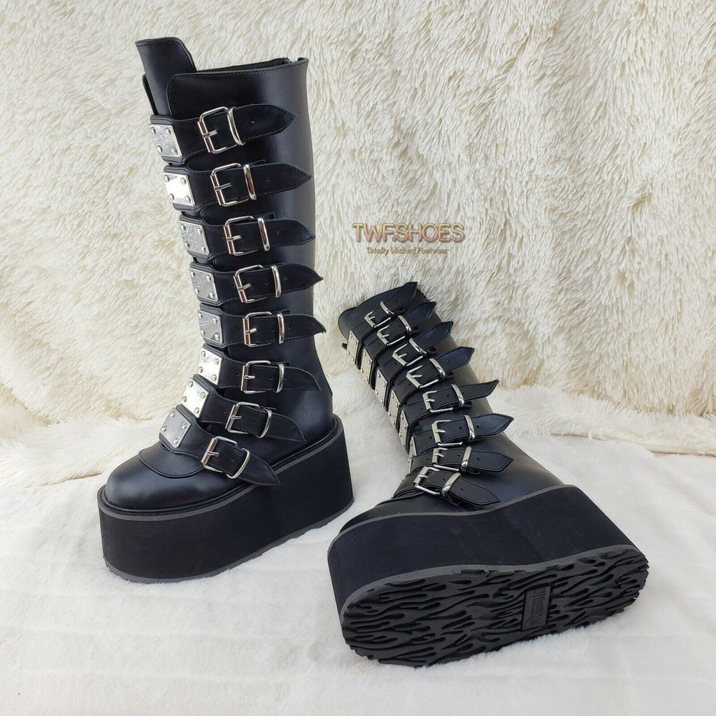 Damned 318 Multi Strap Goth Punk Rock Platform Boots Black Matte Restocked NY - Totally Wicked Footwear