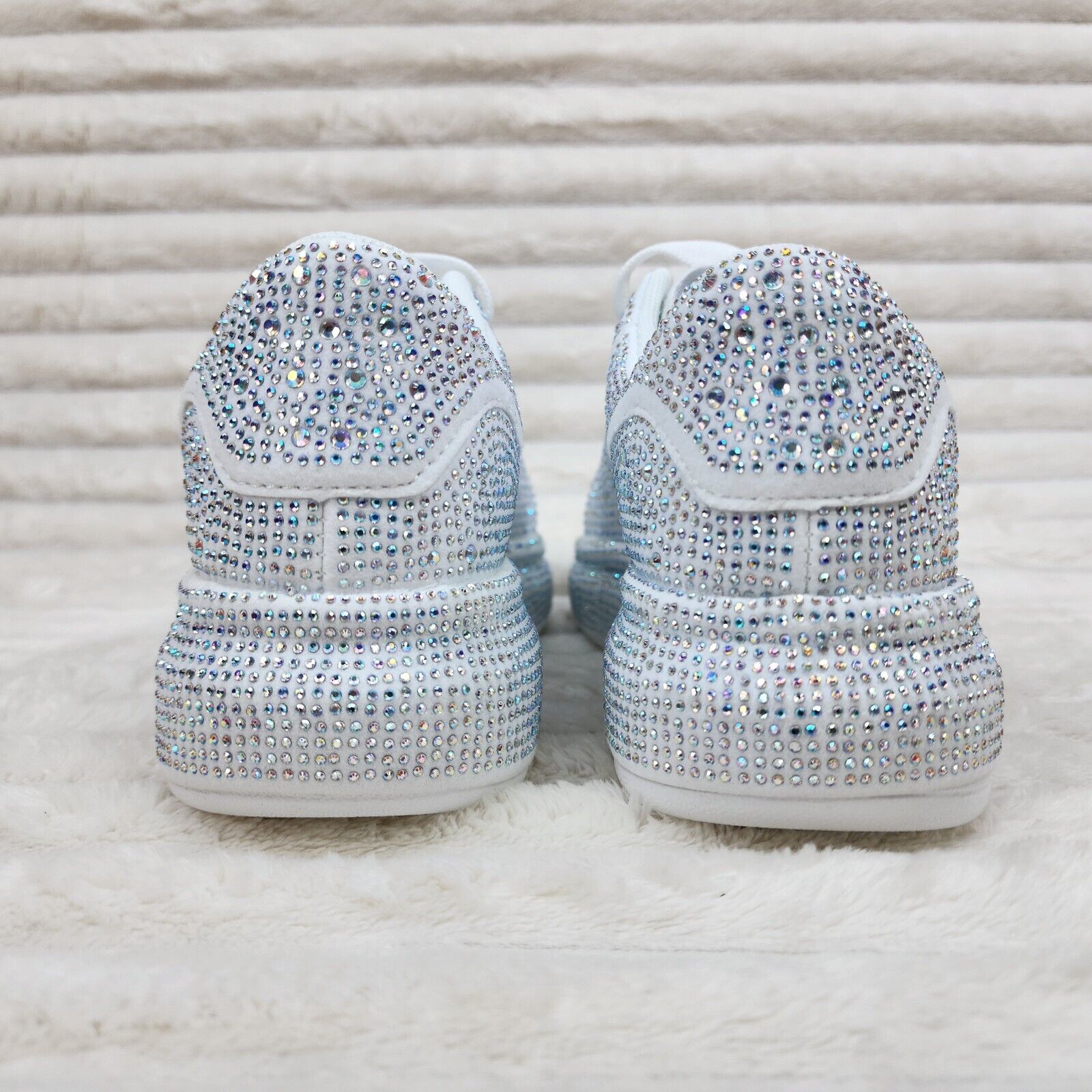 Dazzle Cush White Rhinestone Platform Sneakers Tennis Shoes - Totally Wicked Footwear