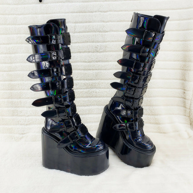 Damned 318 Multi Strap Goth Punk Rock Platform Boots Black Matte Restocked  NY