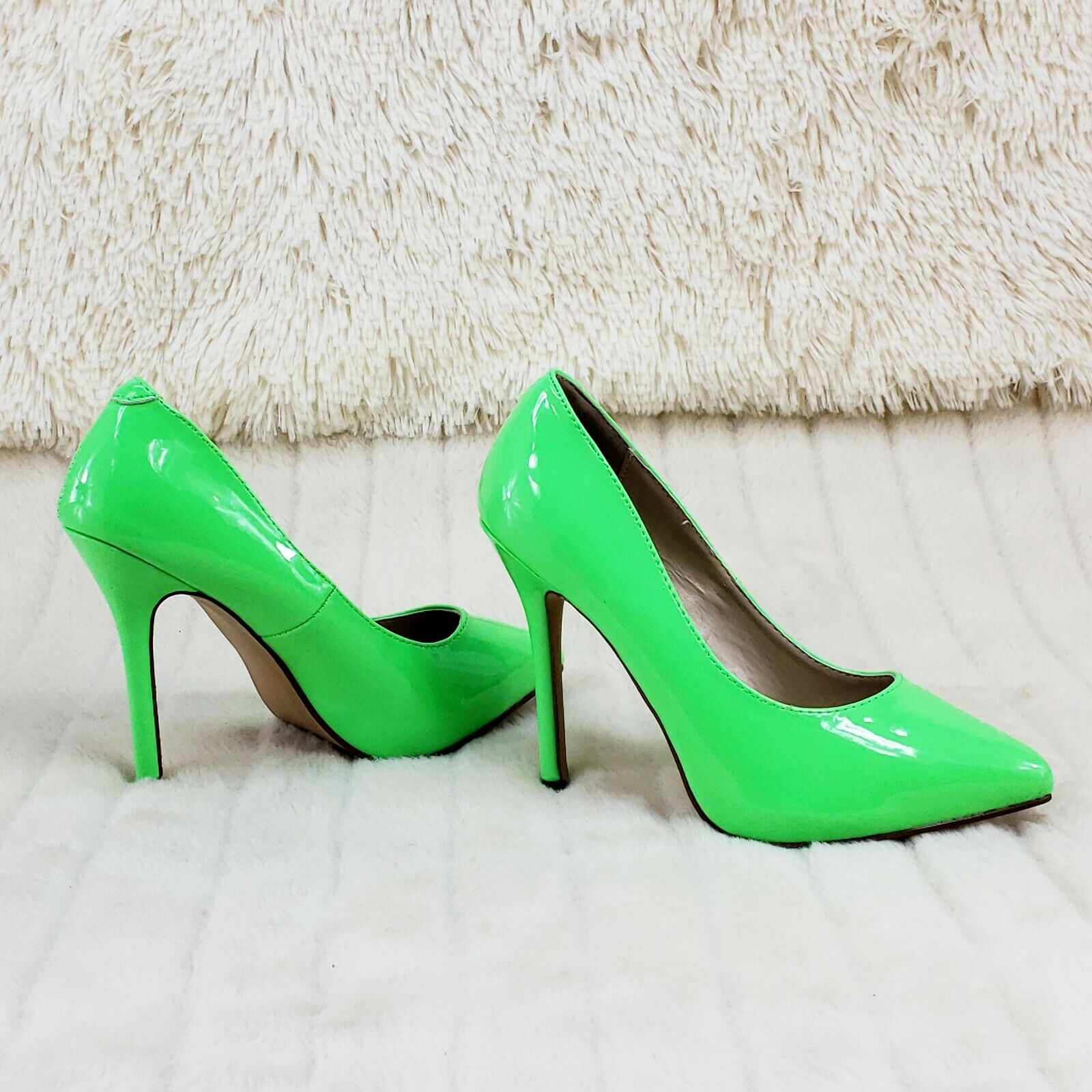 Amuse 20 Neon Green Patent 5" High Heel Shoes Pumps NY - Totally Wicked Footwear
