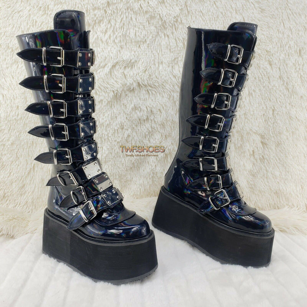 Damned 318 Multi Strap Goth Punk Rock Platform Boots Black Matte Restocked  NY