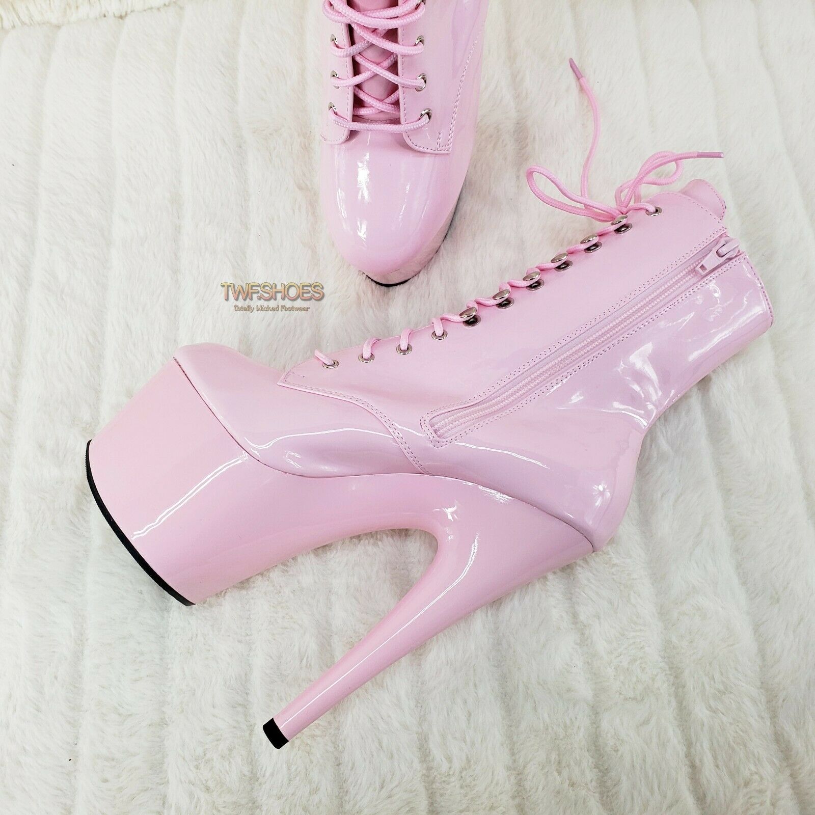 Baby Pink 1020 Adore 7" Heel Platform Ankle Boots NY - Totally Wicked Footwear