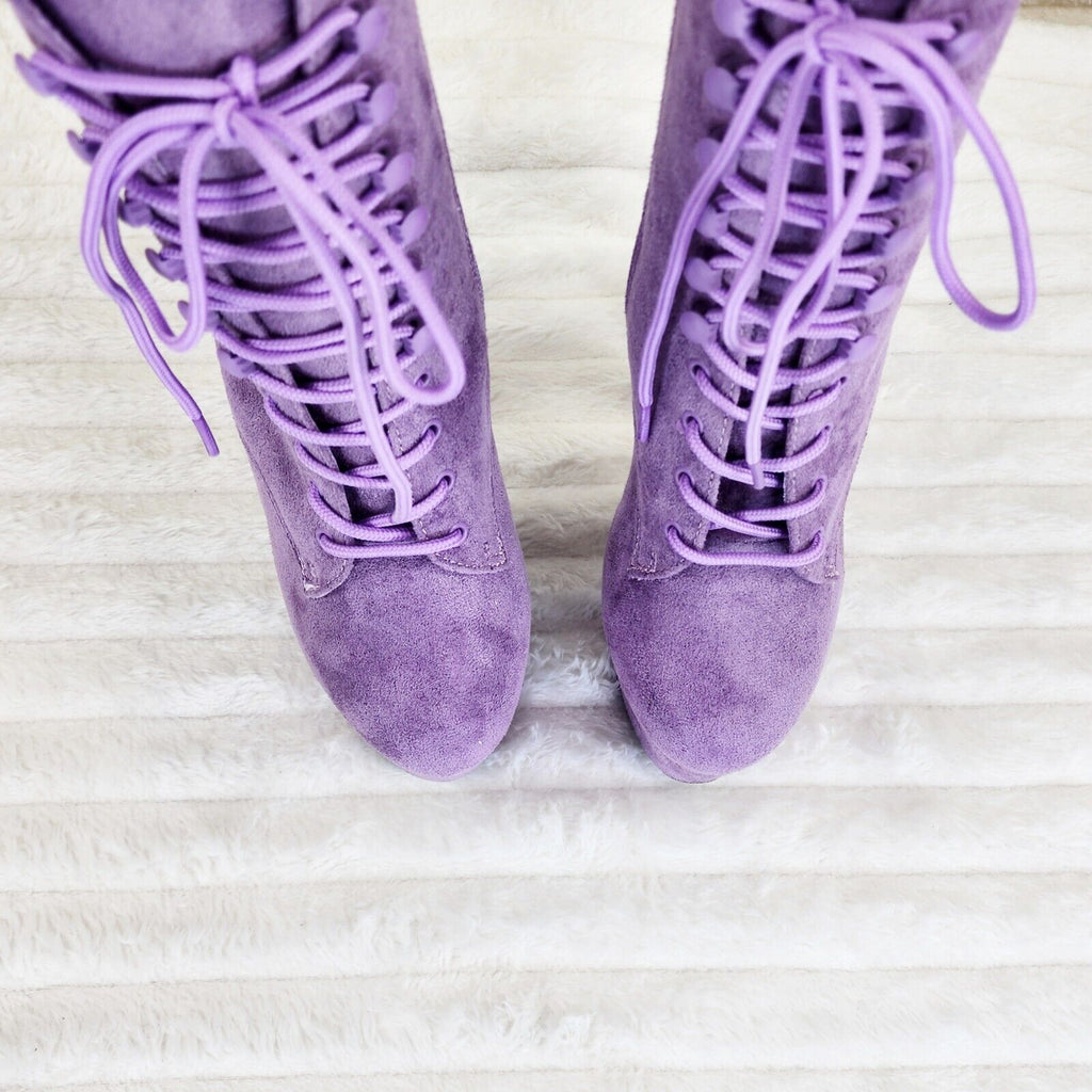 Adore 1020FS Lavender Lilac Purple Faux Suede  7" Heel Platform Ankle Boots NY - Totally Wicked Footwear