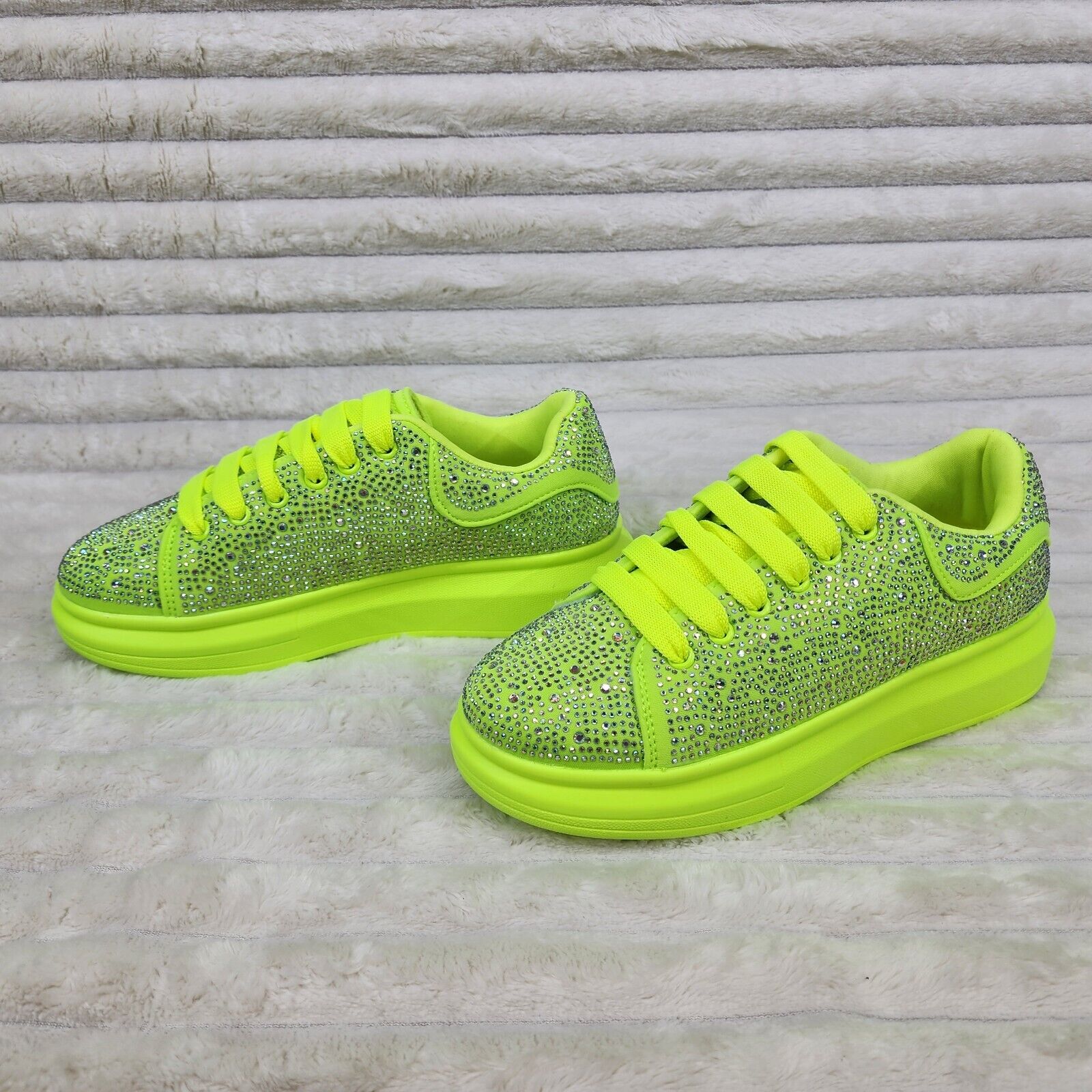 Cush Baby Bright Yellow Rhinestone Sneakers Tennis Shoes - Totally Wicked Footwear