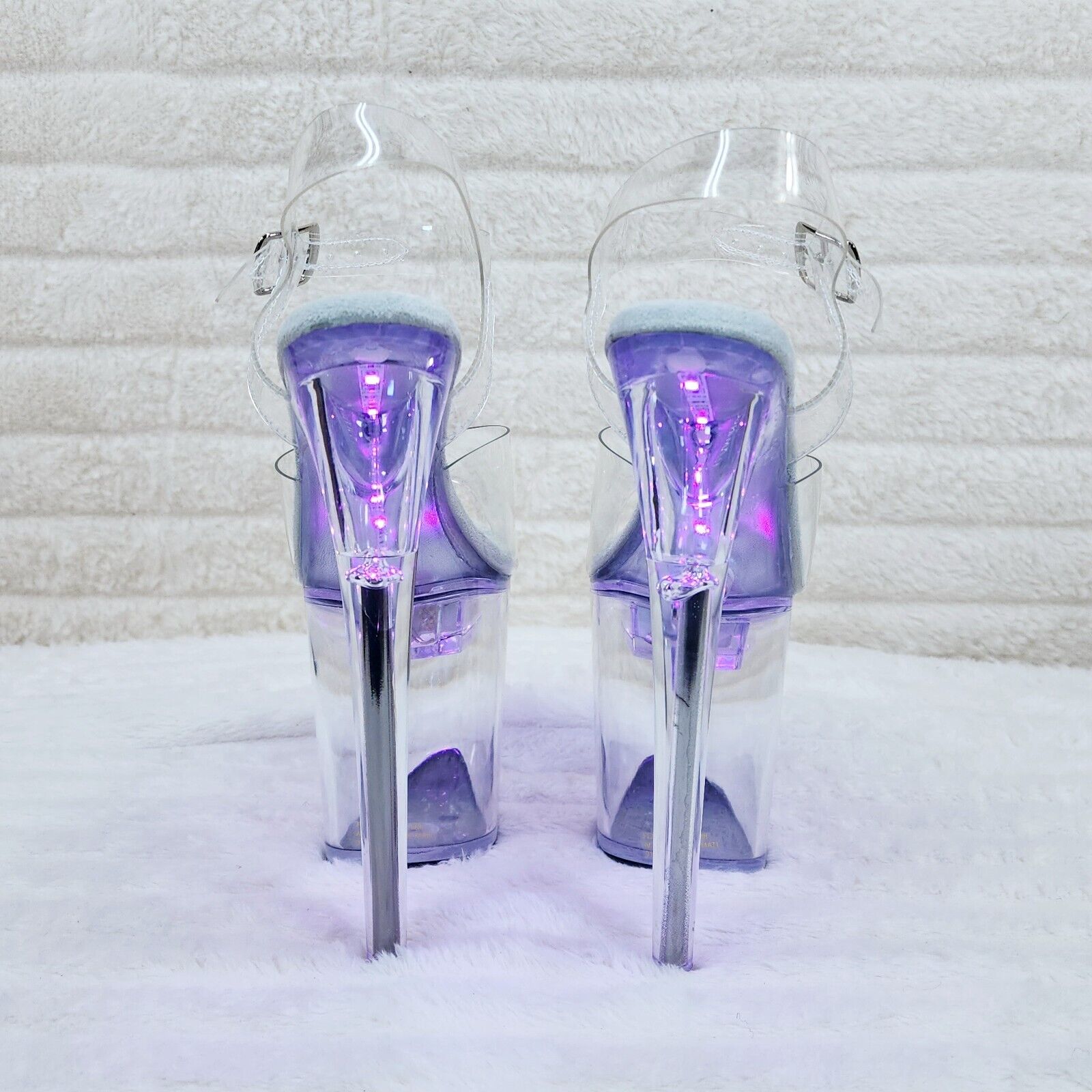 Flash Dance Led Lighted Multi Function Flashdance Clear Platform 8" Heels NY - Totally Wicked Footwear