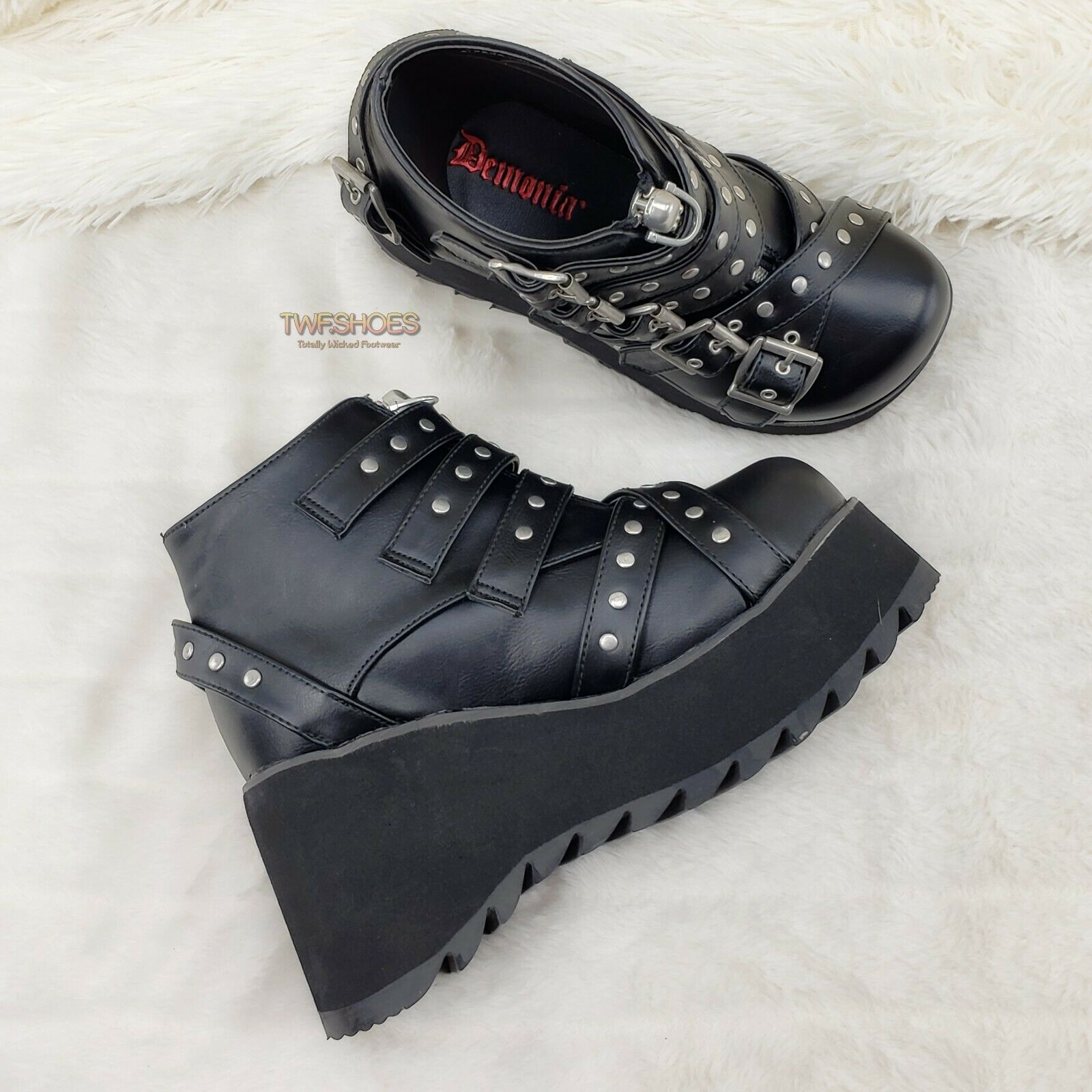 Demonia Scene 30 Black Platform Goth Punk Ankle Boots NY IN STOCK - Totally Wicked Footwear