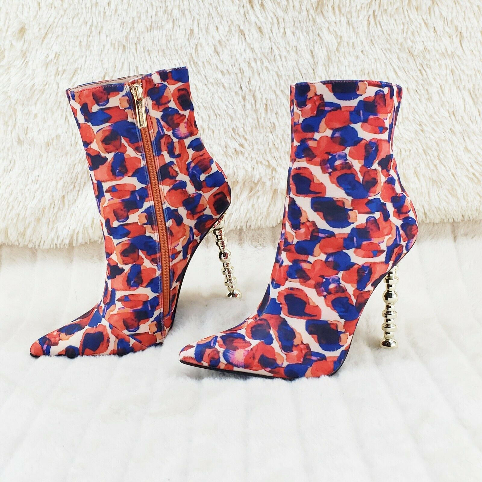 5" Geo Deco High Heel Multi Color Print Pointy Toe Ankle Boots Shawna - Totally Wicked Footwear