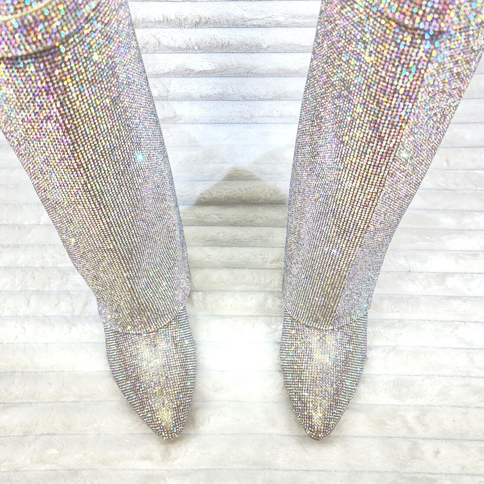 Super Sparkle Sharky Skirted Fold Over Wedge Heel Knee Boots - Totally Wicked Footwear