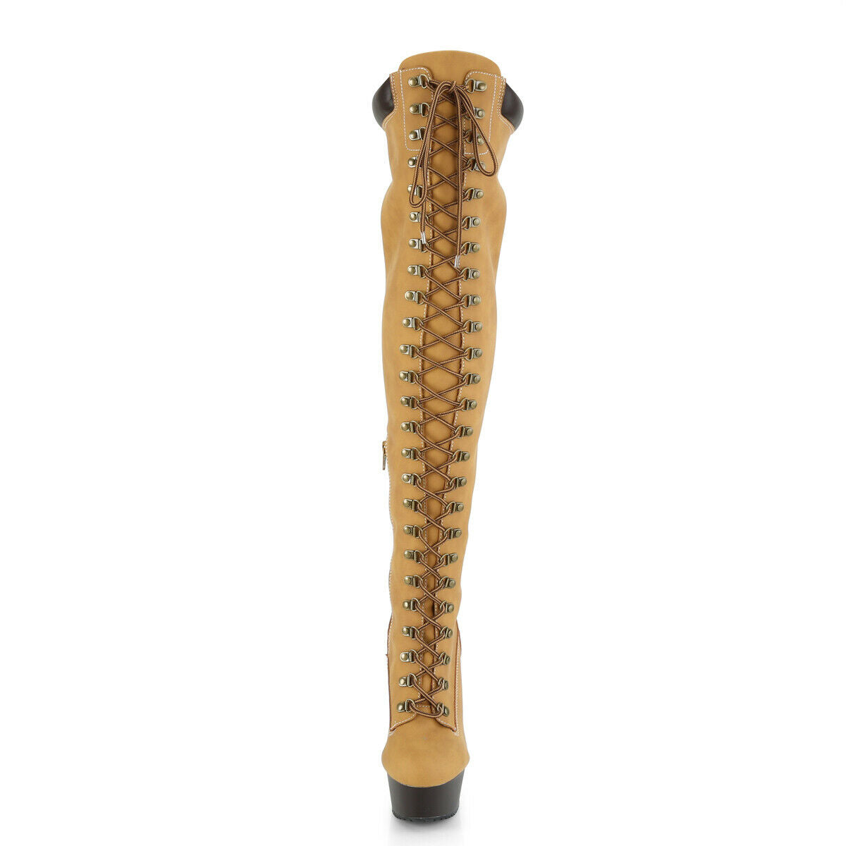 Delight 3000TL Nubuck Lace Up Platform Thigh High Boots 6" High Heels NY - Totally Wicked Footwear