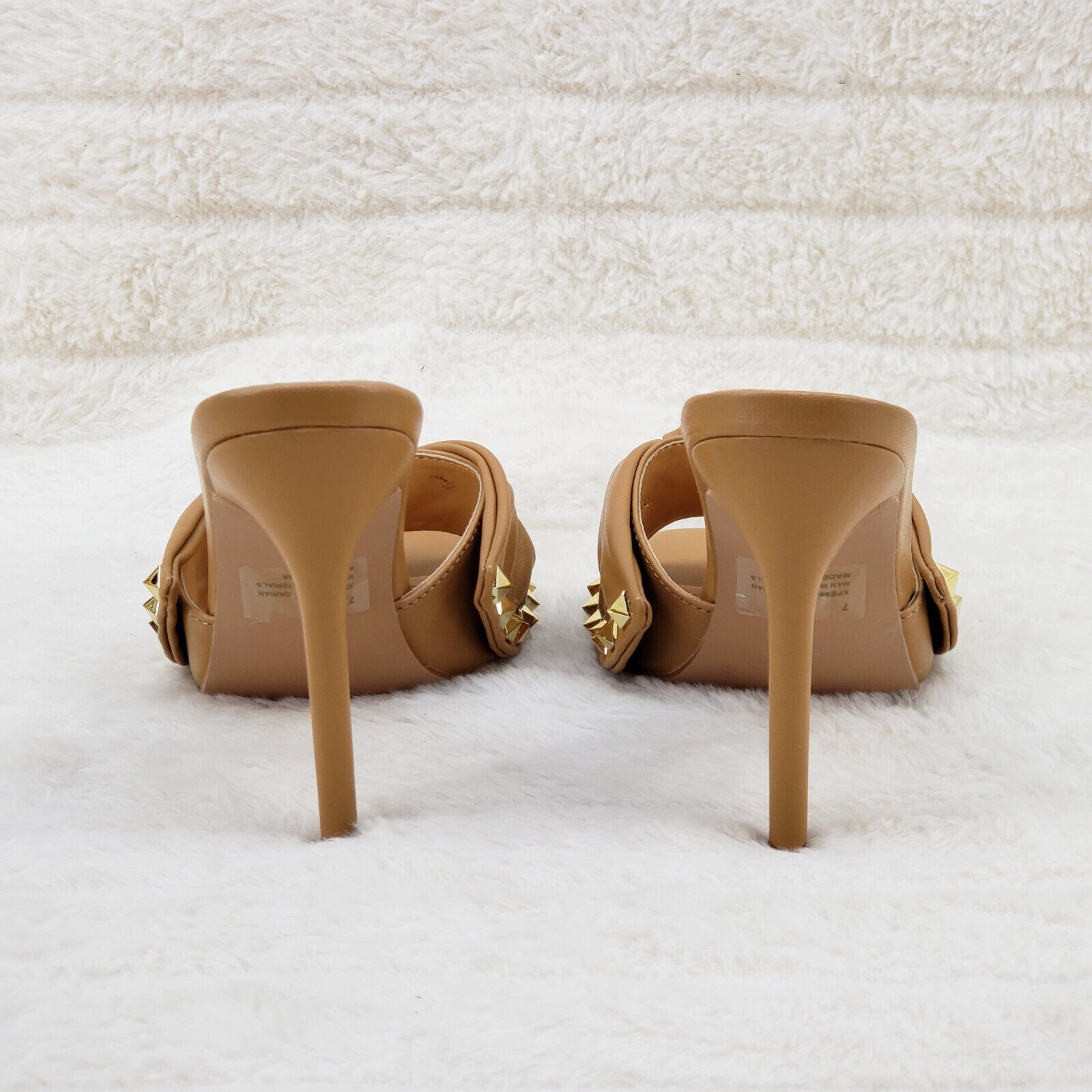 Darian Slip On Tan Open Toe High Heel Clogs Mules Slides - Totally Wicked Footwear