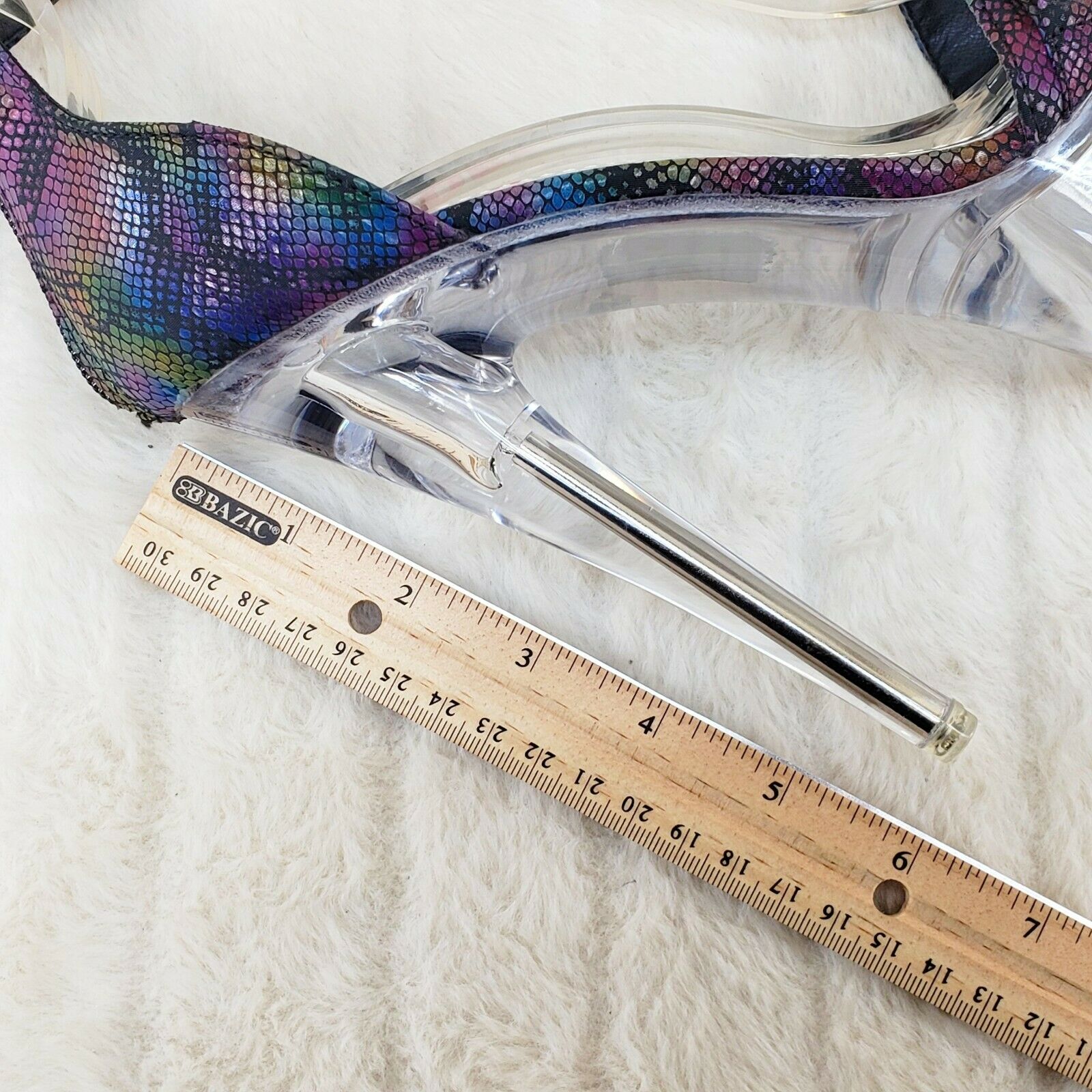 Voltaire Shimmery Multi Snake Closed Back Clear Platform High Heels - Totally Wicked Footwear
