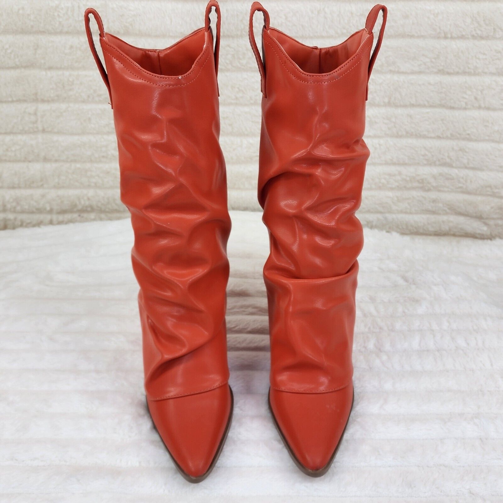 Humbled Orange Skirted Fold Over Western Cowgirl Boots - Totally Wicked Footwear