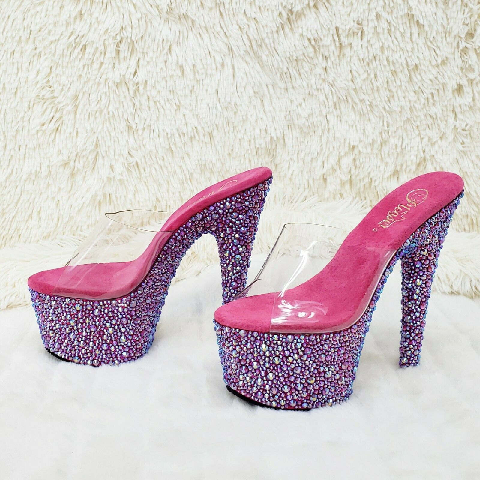 Bejeweled 701MS Iridescent Rhinestone Platform  7" High Heel Slip On Shoe Size 7 - Totally Wicked Footwear