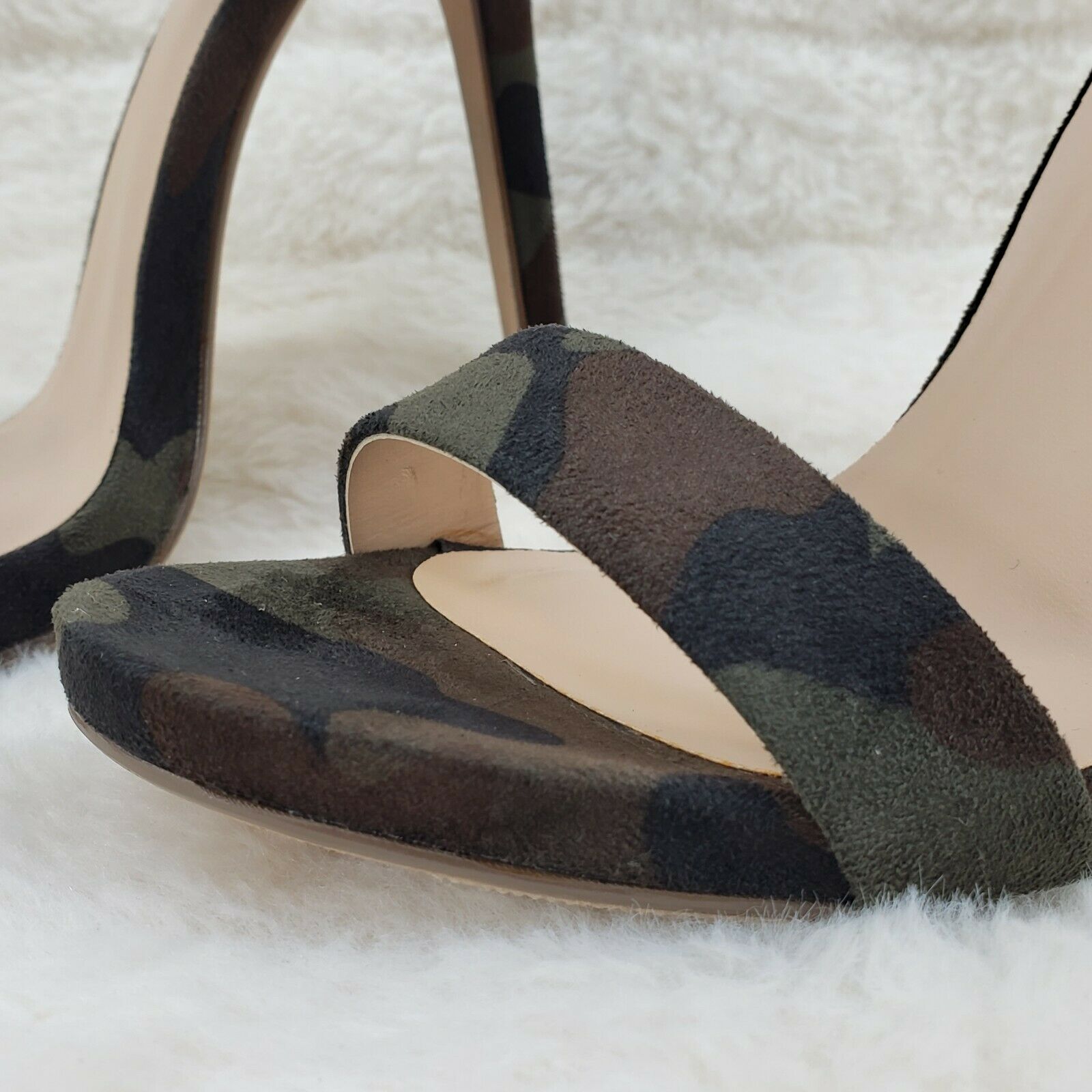 Sexy Faux Suede Camo Ankle Strap 4.5" High Heel Shoes Heels Glister - Totally Wicked Footwear