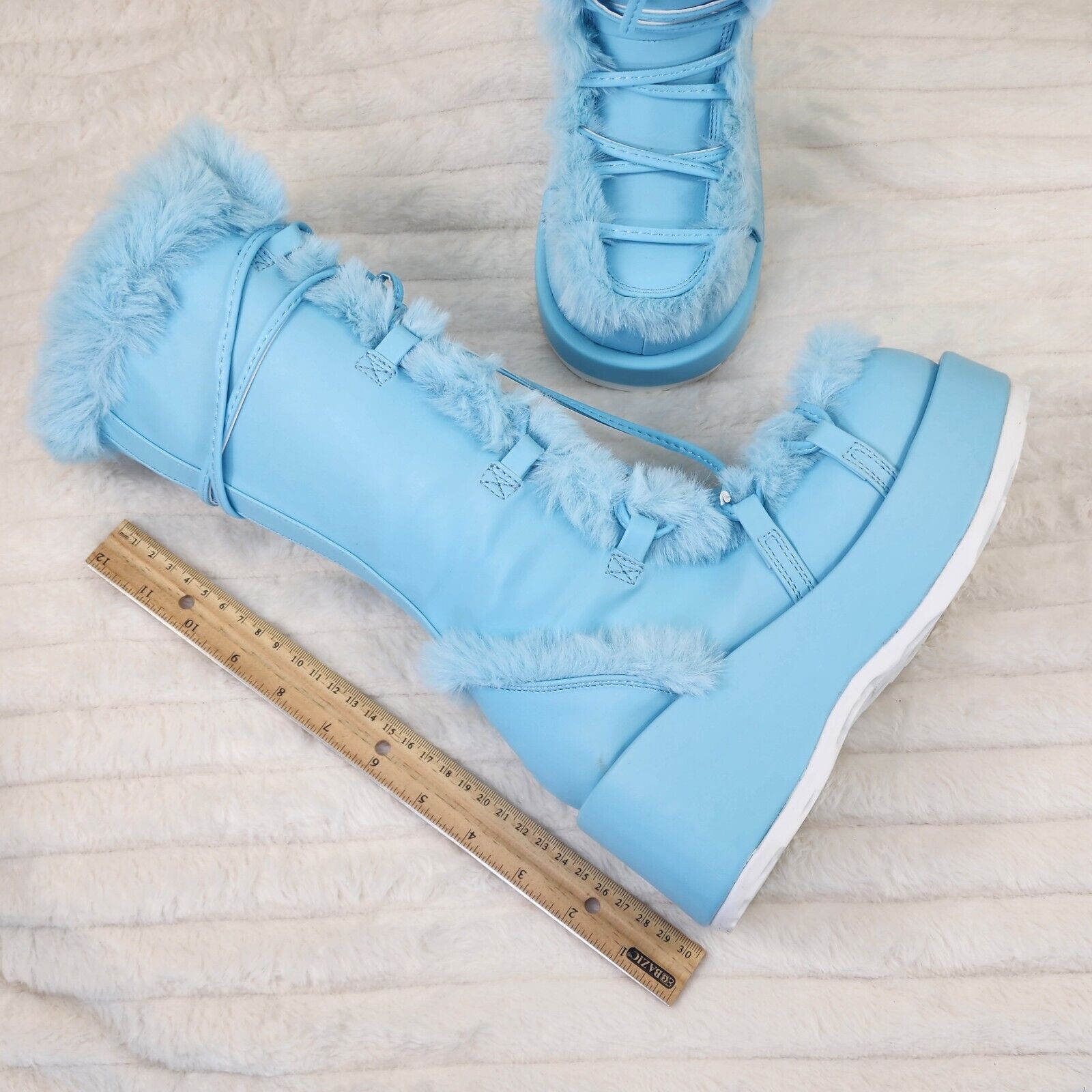 311 Cub Stomper Baby Blue Mammoth Platform Goth Punk Knee Boots NY Restock - Totally Wicked Footwear