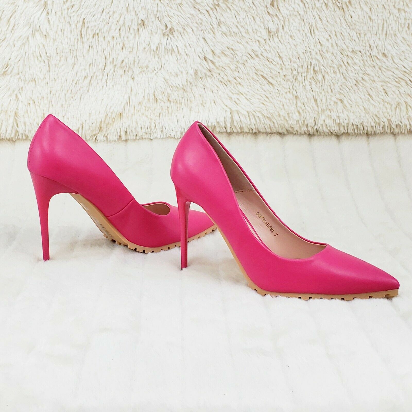 Revenge Fuchsia 4.5" High Heel Shoes Pointy Toe Pump Lug Sole 7-11 - Totally Wicked Footwear