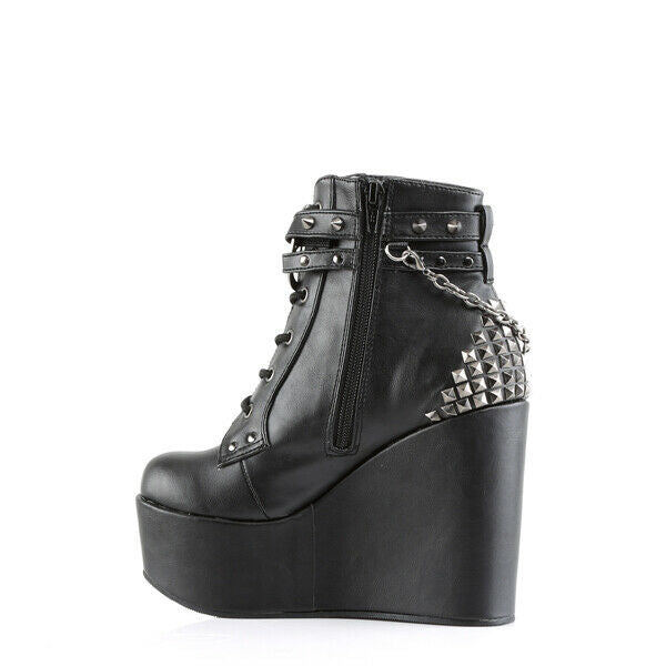 Poison 101 Charm Chain 5" Wedge Heel Goth Ankle Boots US Women Sizes 6-12 NY - Totally Wicked Footwear