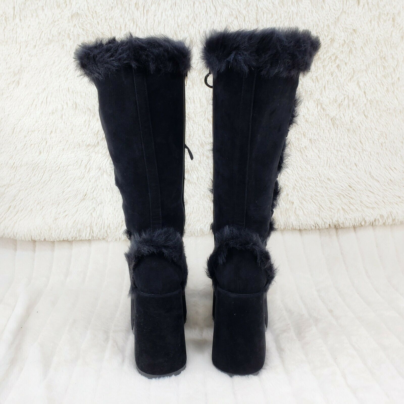 Demonia 311 Camel Stacked Black Mammoth Platform Goth Punk Knee Boots NY Restock - Totally Wicked Footwear