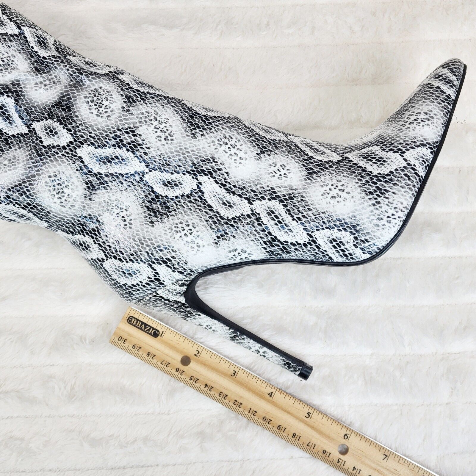 Pearl Snake Print High Heel Knee Boots Pad Lock Brand New - Totally Wicked Footwear
