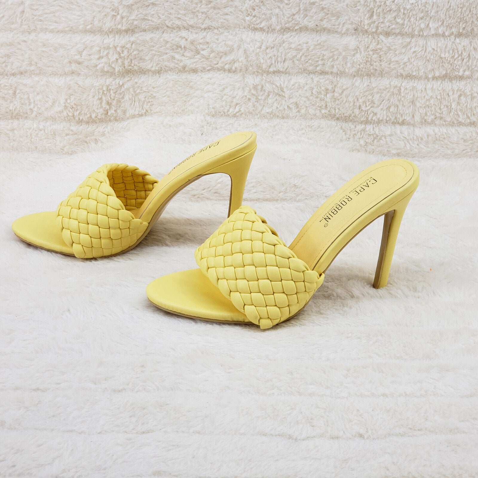 Anson Slip On Yellow Open Toe High Heel Clogs Mules Slides - Totally Wicked Footwear