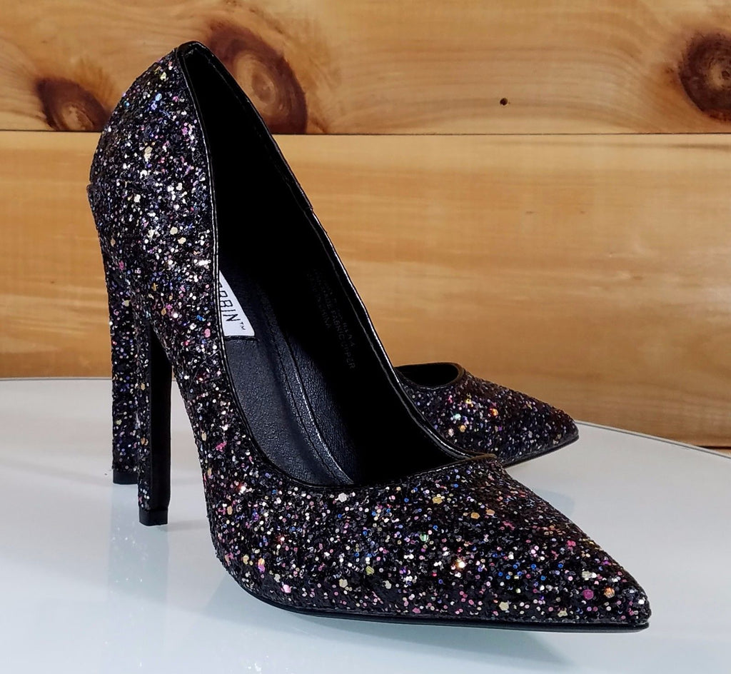 Black glitter party high heel shoe, 4 inch platform stiletto size 6 | eBay