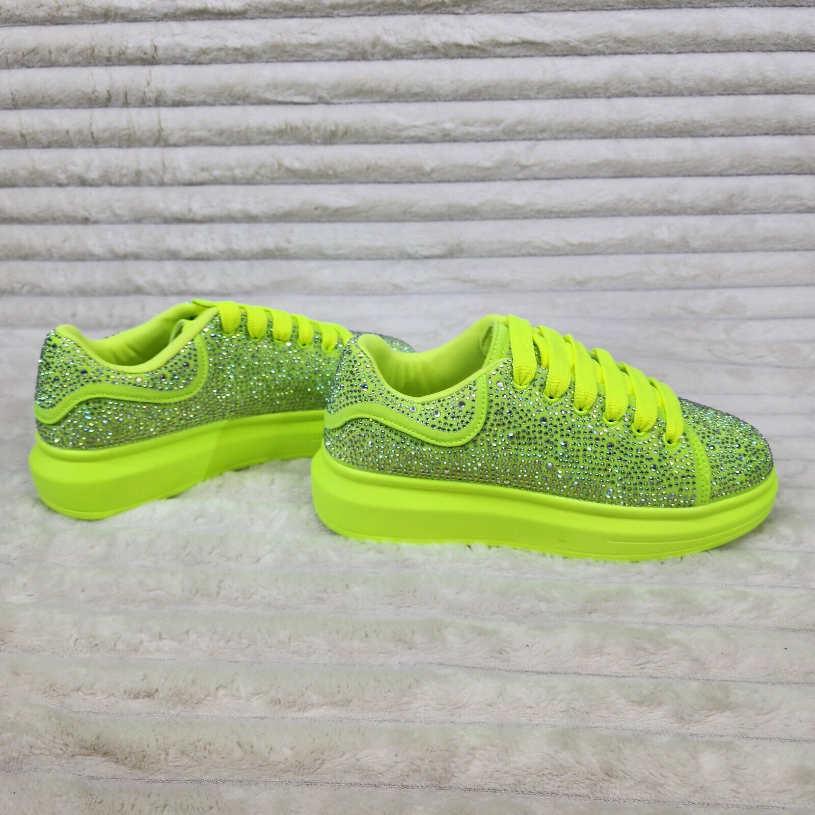 Cush Baby Bright Yellow Rhinestone Sneakers Tennis Shoes - Totally Wicked Footwear