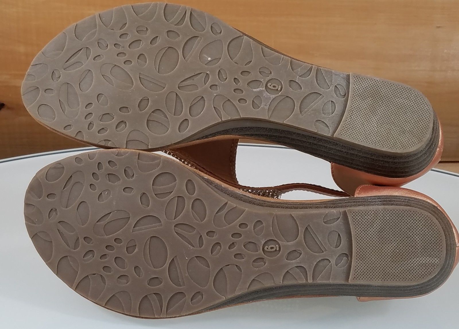 Easy USA Rose Gold Rhinestone Flat Thong Sandal Shoes Closed Back Zipper - Totally Wicked Footwear