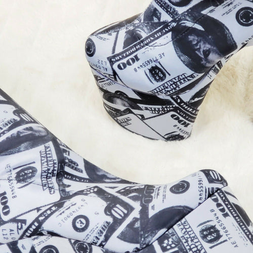 Adore 1002DP Money Print 7" High Heel Pull On Stretch Sock Platform Ankle Boots - Totally Wicked Footwear