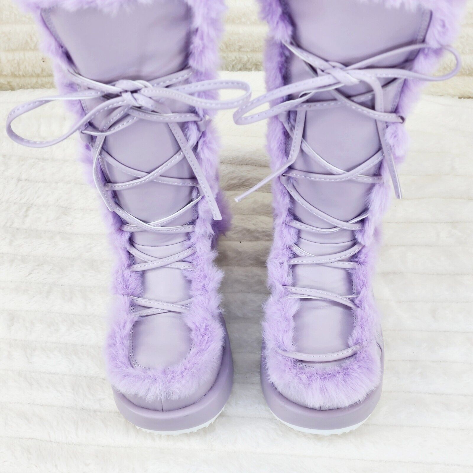 311 Cub Stomper Lilac Purple Mammoth Platform Goth Punk Calf Knee Boots NY - Totally Wicked Footwear