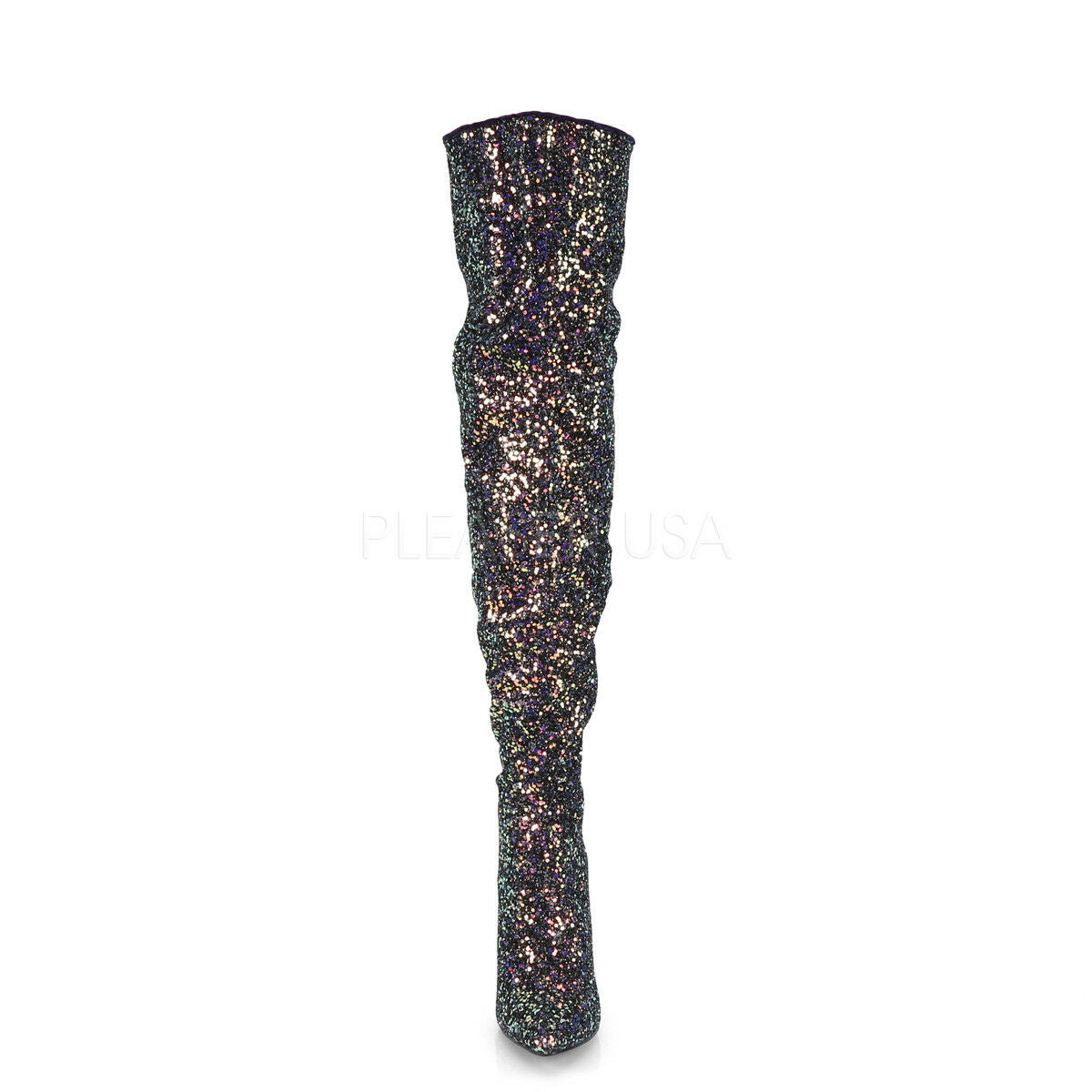 Courtly 3015 Black Multi Color Glitter Thigh High Boots 5" High Heel 6 - 14 - Totally Wicked Footwear