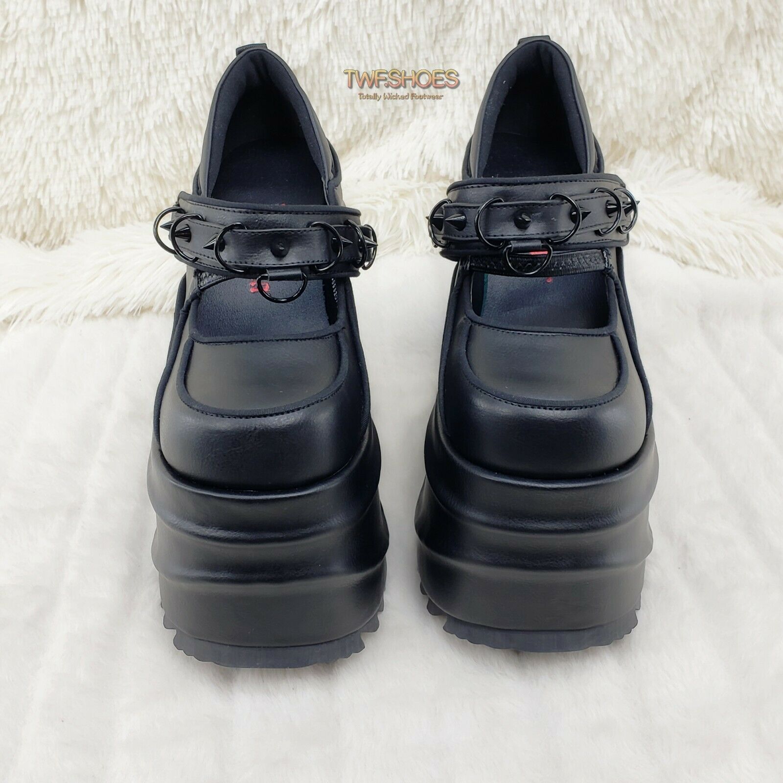 Wave 48- 6" Platform Black Matte Goth Punk Mary Jane Shoes Demonia NY - Totally Wicked Footwear