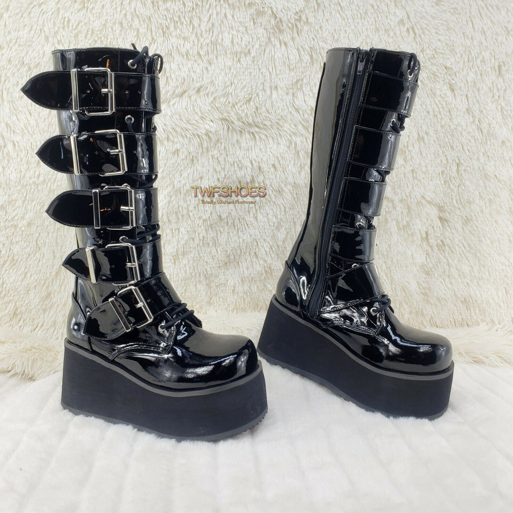 Trashville 518 Goth Punk Knee Boots Black Patent Mens US Sizes - Totally Wicked Footwear