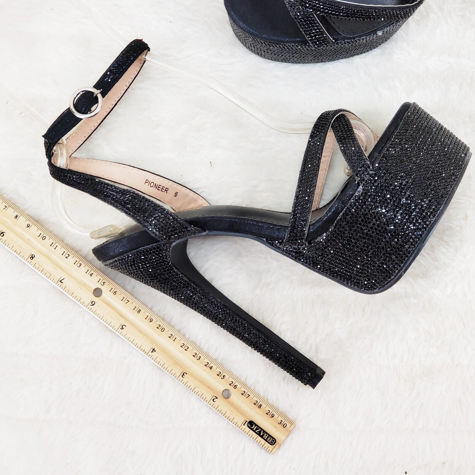 Bejeweled Pioneer Black Sparkling Rhinestone Platform 6.5" Heels Shoes - Totally Wicked Footwear
