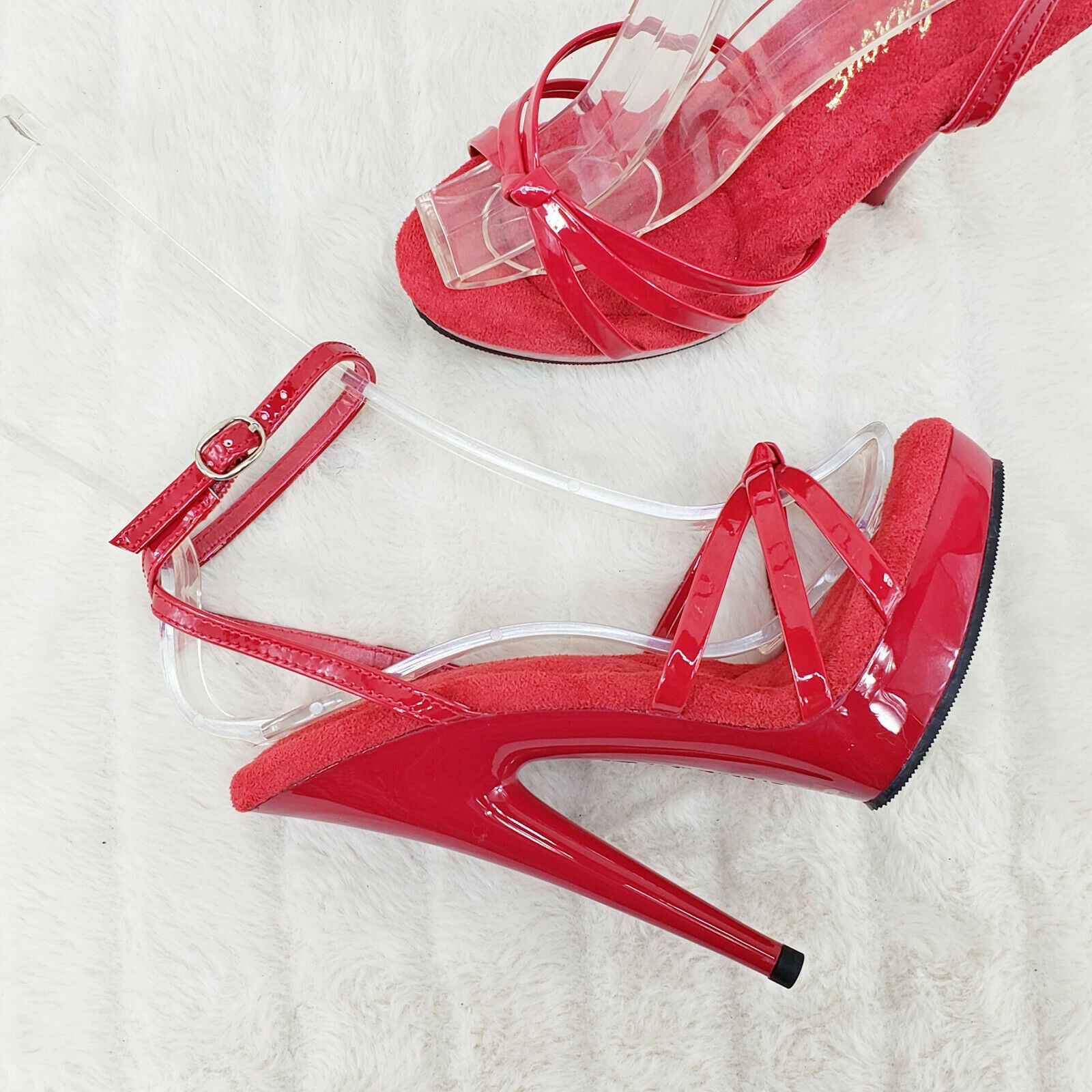 Sultry 638 Red Patent 6" High Heels Strappy Platform Sandal Shoes In House - Totally Wicked Footwear