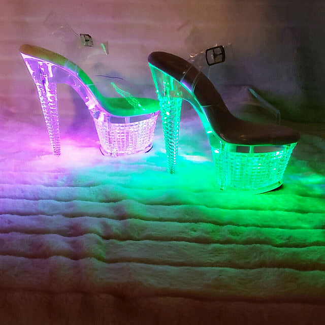 Flash Dance 708 LED Multi Light Up Platform Shoes Sandals 7" High Heel Shoes NY - Totally Wicked Footwear
