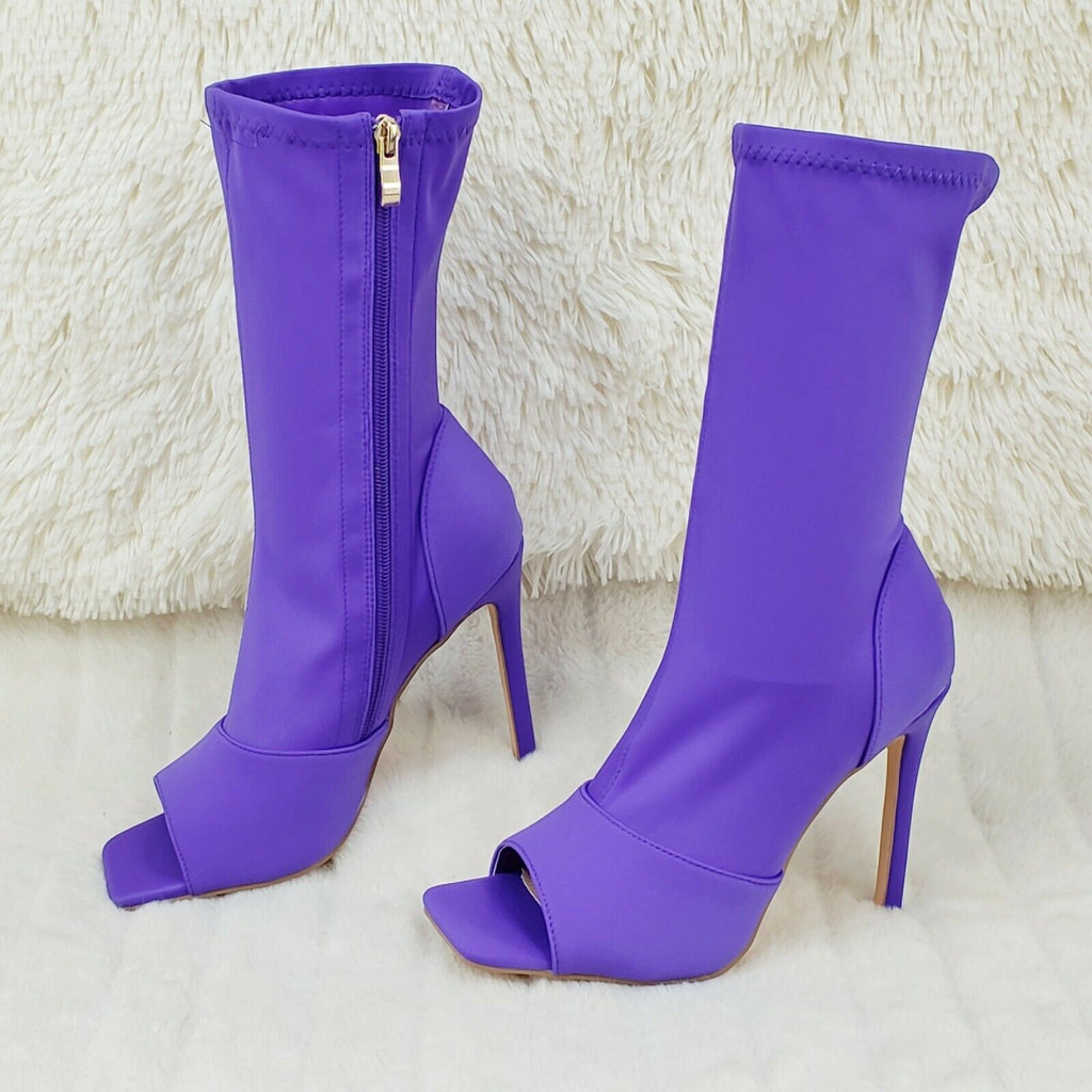 high heel boots purple