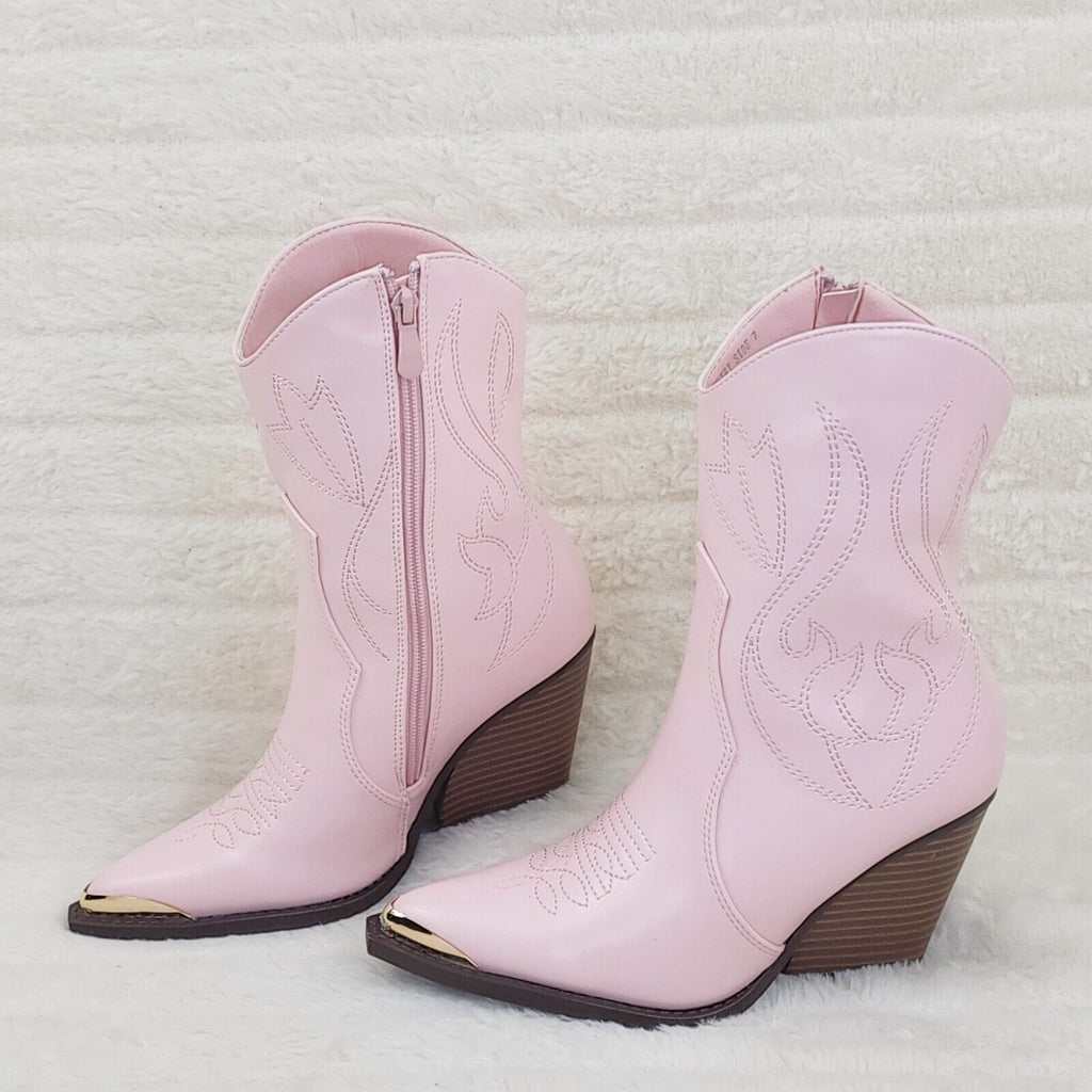 Tallas Pink Cowgirl Cowboy Ankle Boots Western Block Heels US Sizes 7-11 - Totally Wicked Footwear