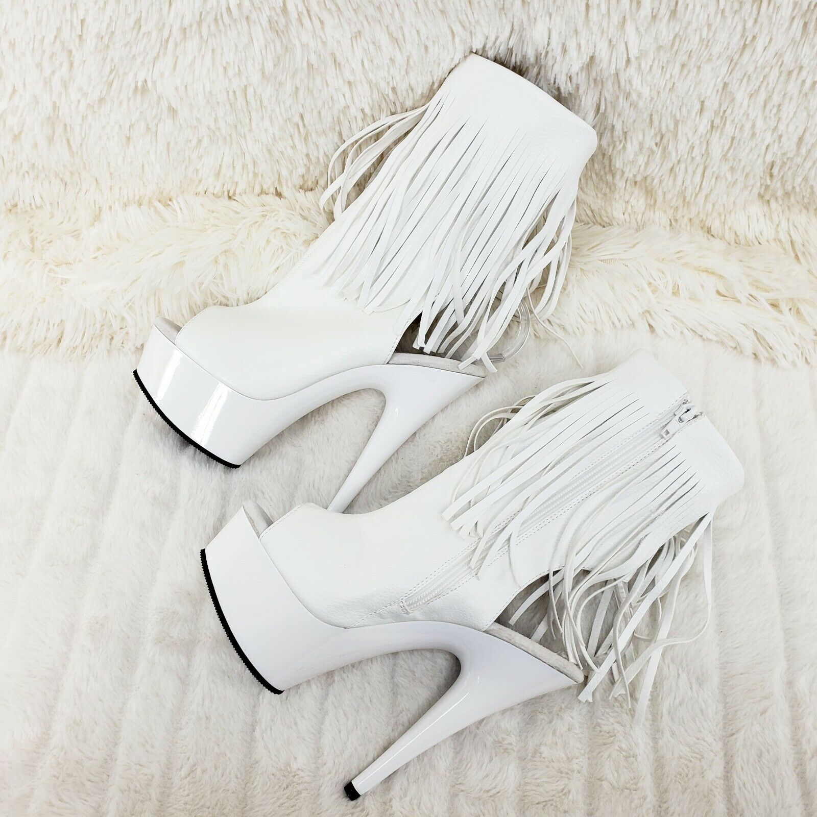 White deals fringe heels