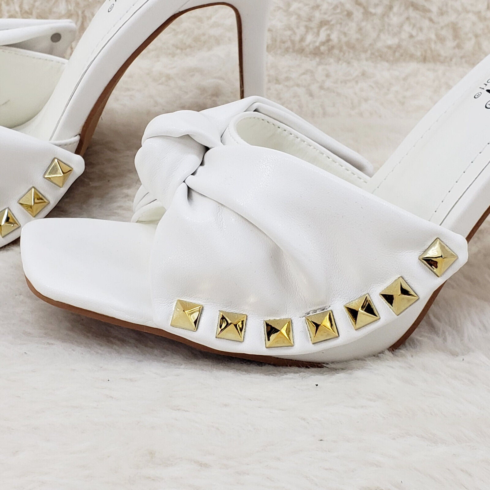 Darian Slip On White Open Toe High Heel Clogs Mules Slides - Totally Wicked Footwear